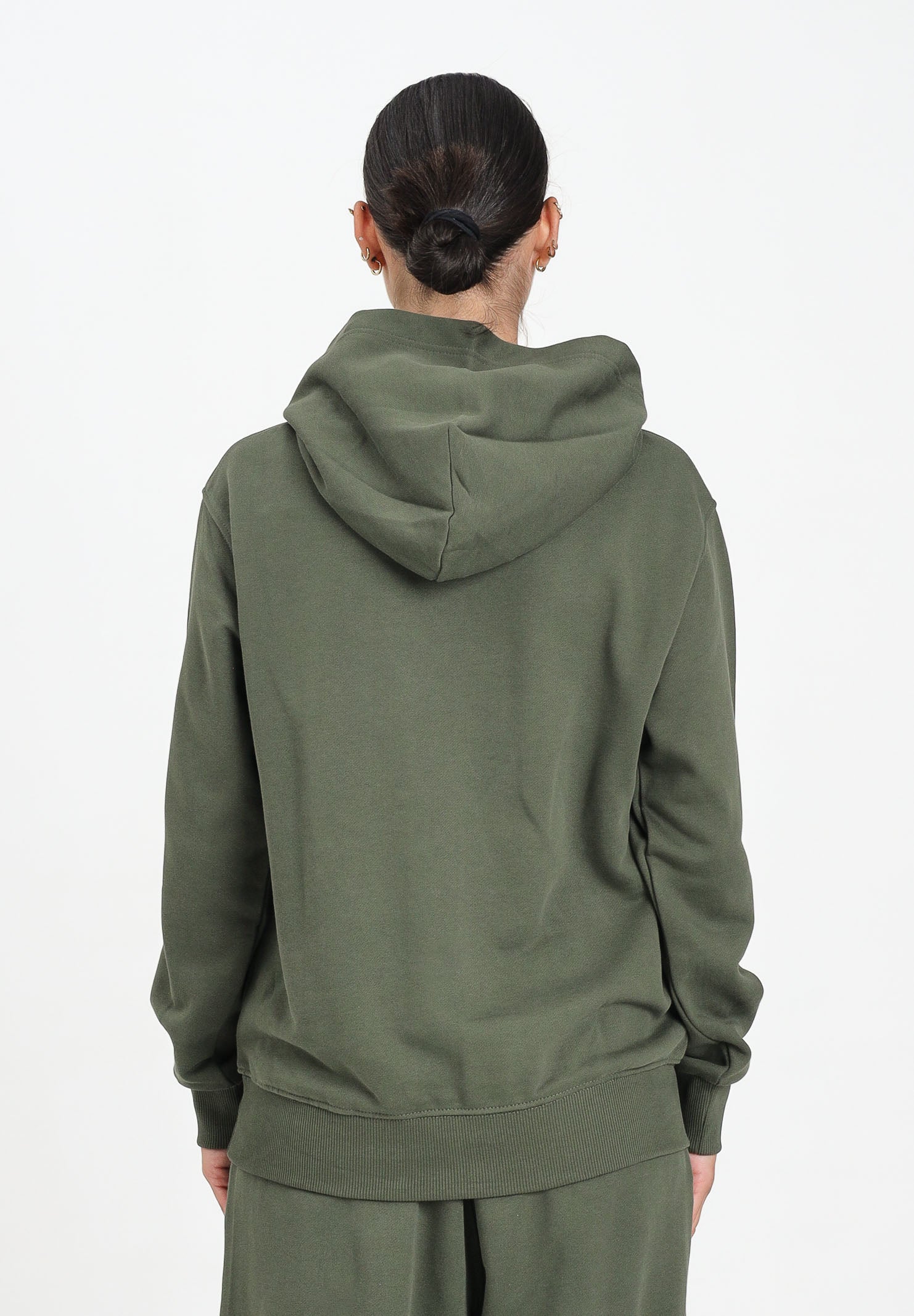 DIESEL Felpa con cappuccio verde militare per donna, ragazzi e bambini rifinita da patch D J025020GEAD K513 DIESEL