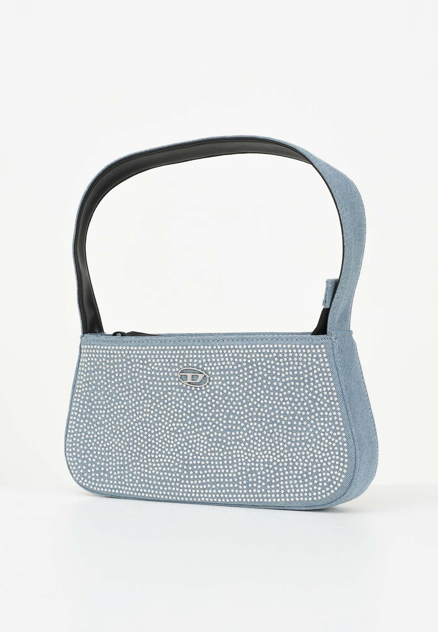 DIESEL Borsa a spalla WJULIE in denim da donna con strass applicati J02530KXBRM K01 DIESEL