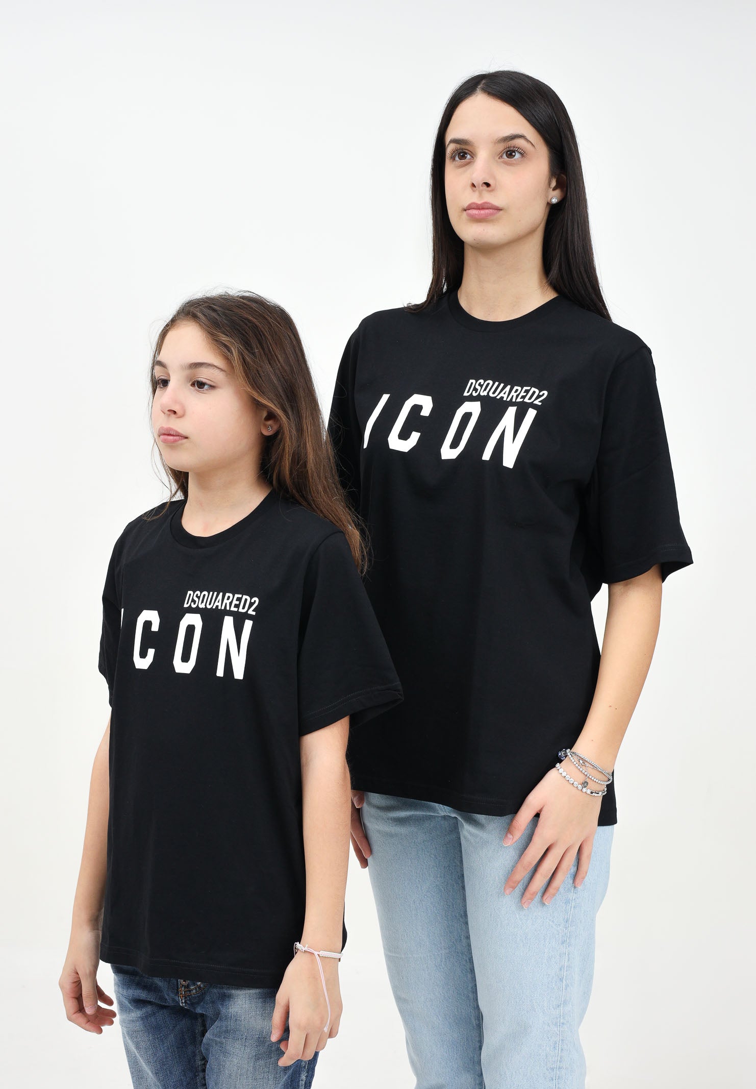 DSQUARED2 T-shirt a manica corta nera per donna e bambina con stampa logo DQ2668D004G DQ900 DSQUARED2
