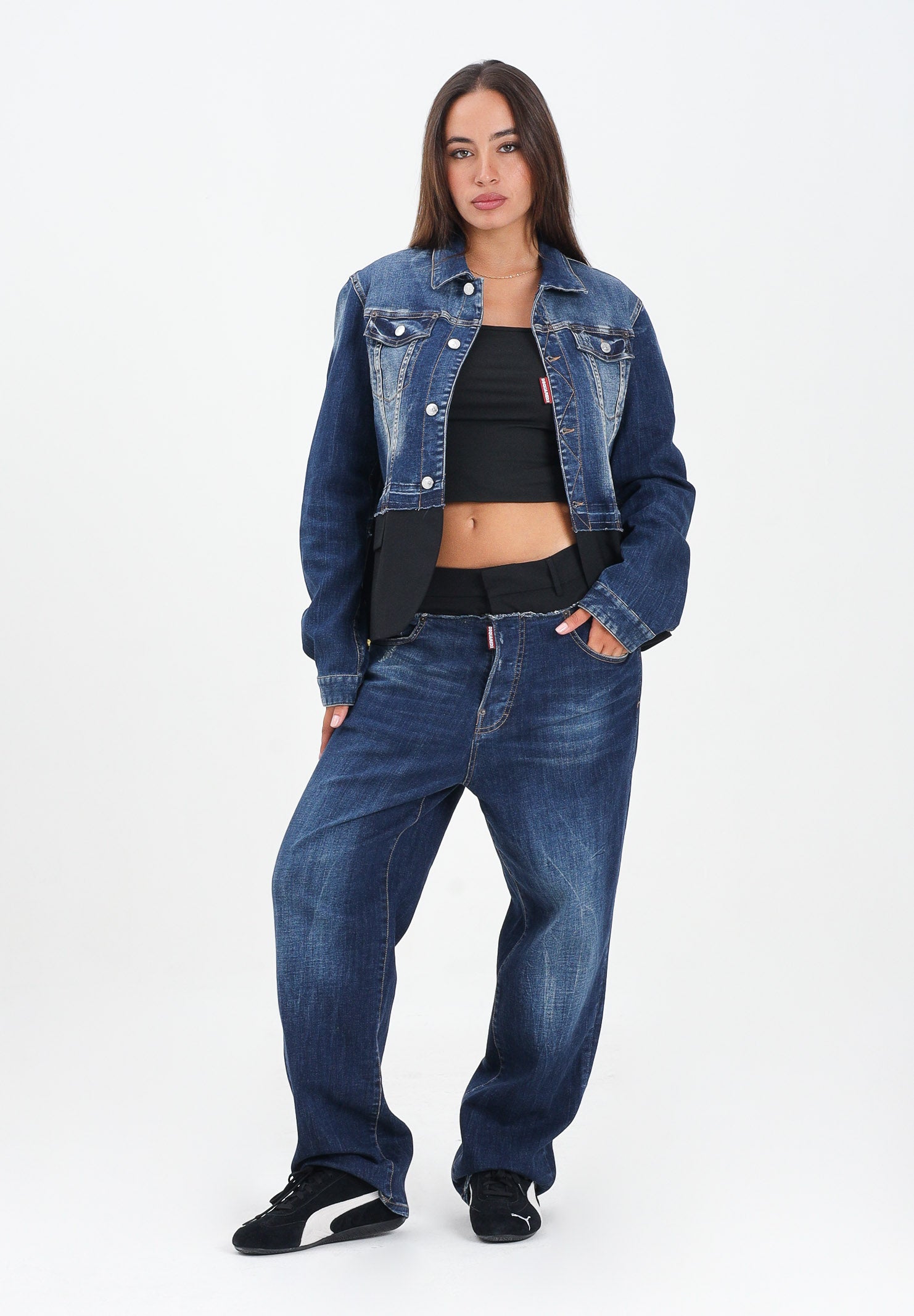 DSQUARED2 Jeans double-fabric in denim blu per donna, ragazzi e bambini DQ3036D0AEZ DQ01 DSQUARED2