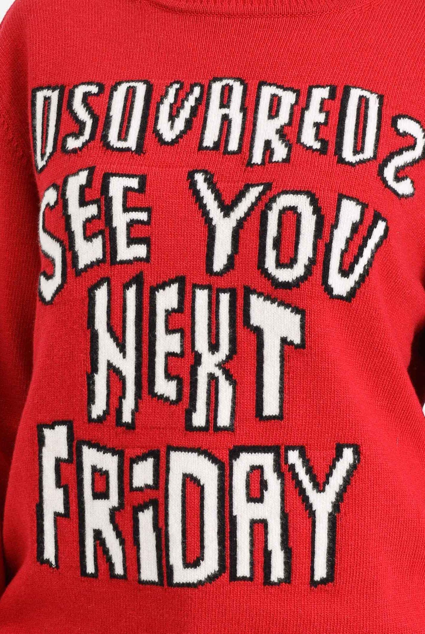 DSQUARED2 Maglioncino girocollo rosso per donna, ragazzi e bambini con lettering DQ3067D0AFE DQ423 DSQUARED2