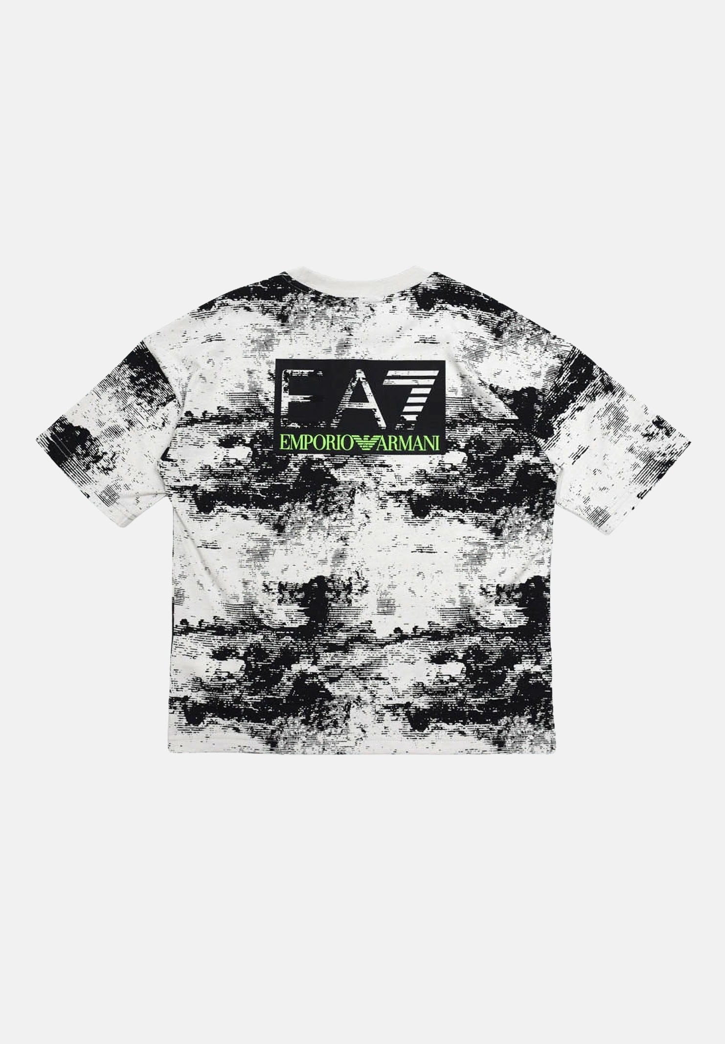 EA7 T-shirt a manica corta grigia e nera da bambino con stampa sul retro 7B000213AF16548 F8036 EA7