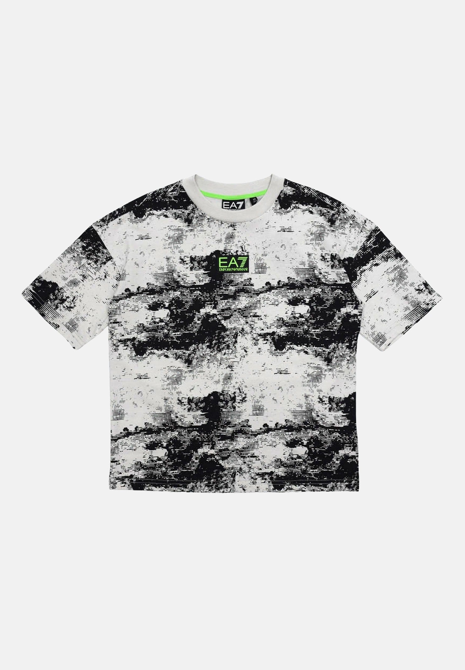 EA7 T-shirt a manica corta grigia e nera da bambino con stampa sul retro 7B000213AF16548 F8036 EA7