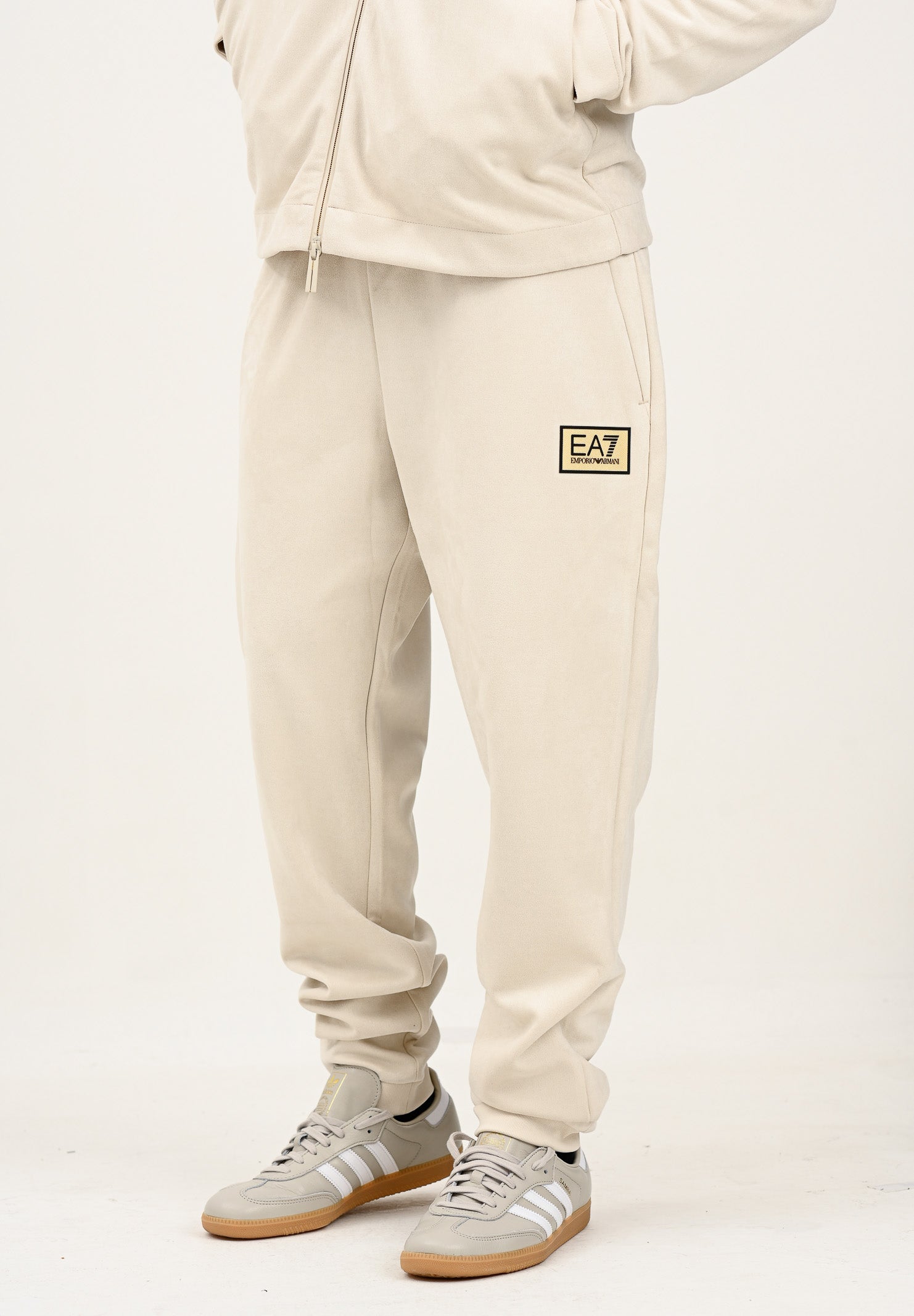 EA7 Pantalone sportivo panna da uomo in tessuto effetto scamosciato 7M000676AF16718 U1086 EA7