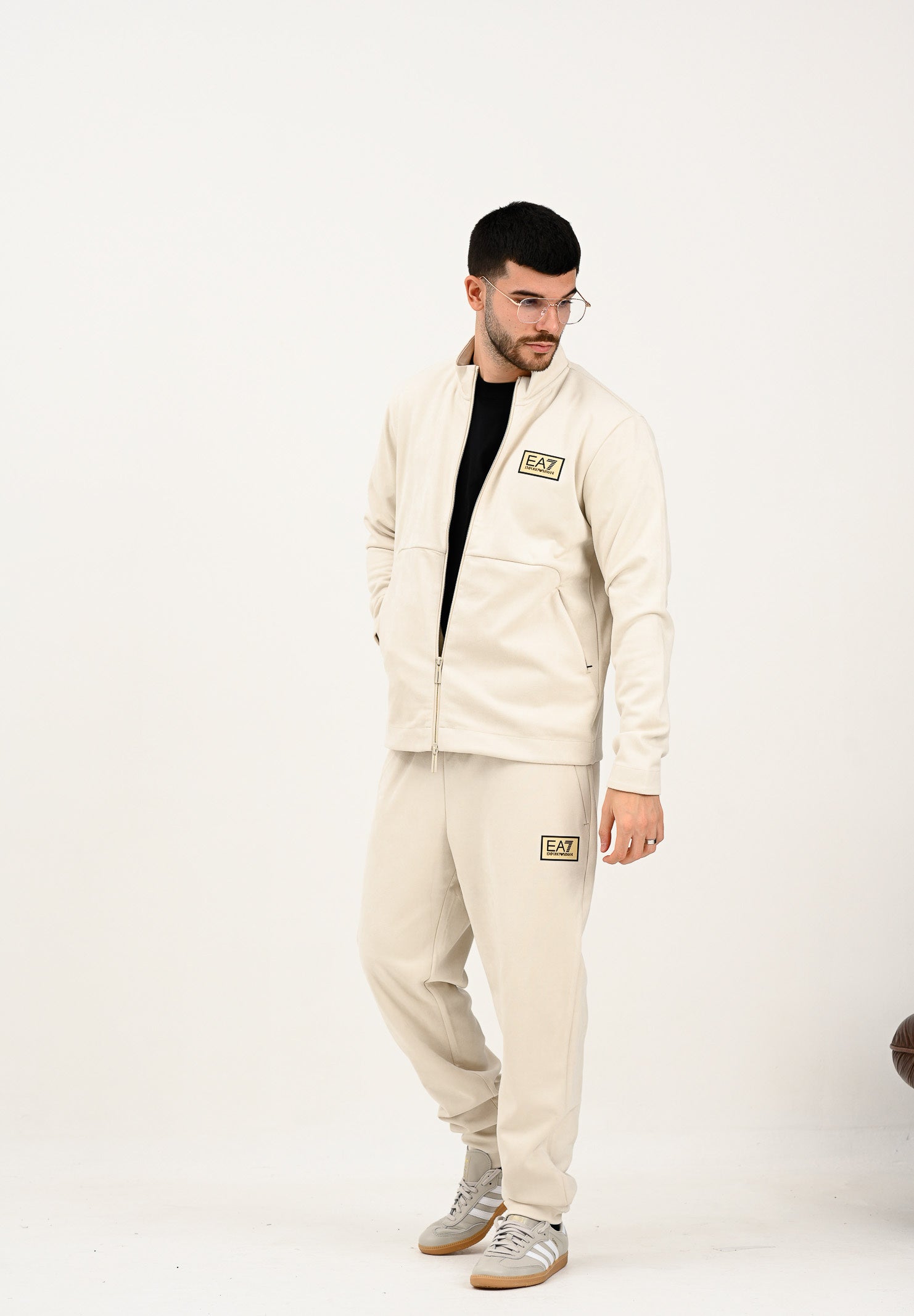 EA7 Pantalone sportivo panna da uomo in tessuto effetto scamosciato 7M000676AF16718 U1086 EA7