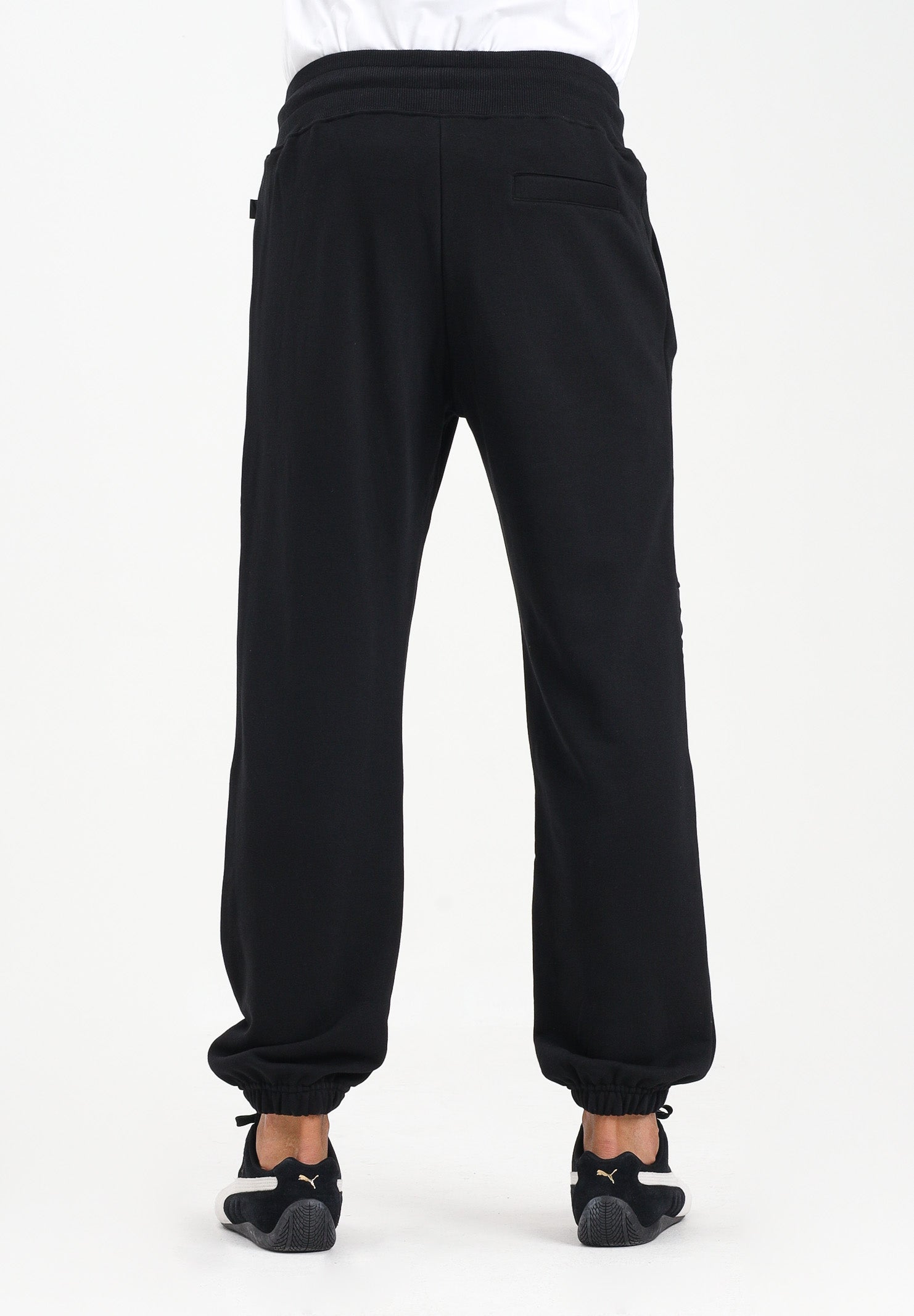 GCDS Pantalone sportivo nero per uomo e donna con inserto e logo B1XM3003JI1 99 GCDS