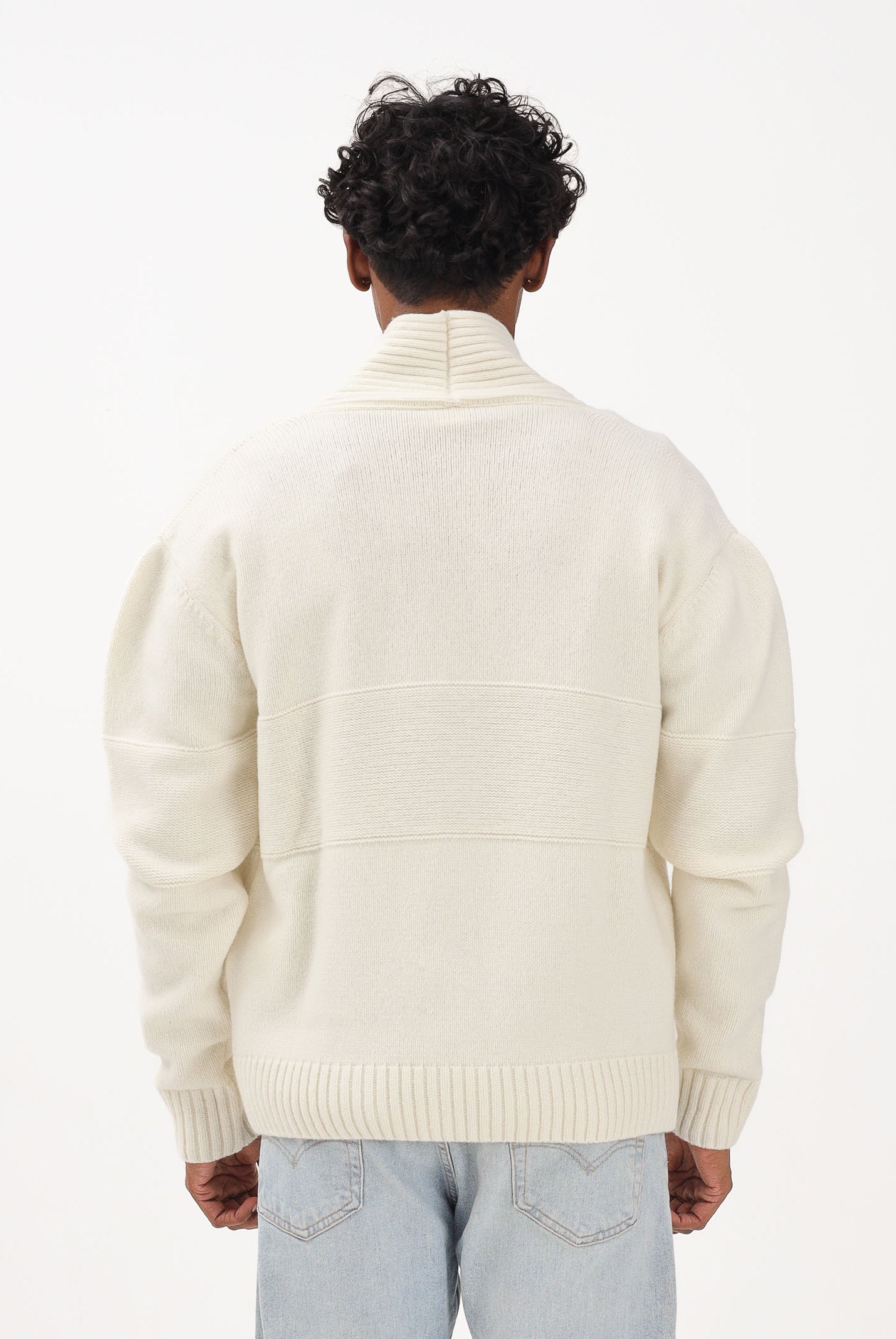 GCDS Cardigan panna per uomo e donna con logo B2CM1804KI8 15 GCDS