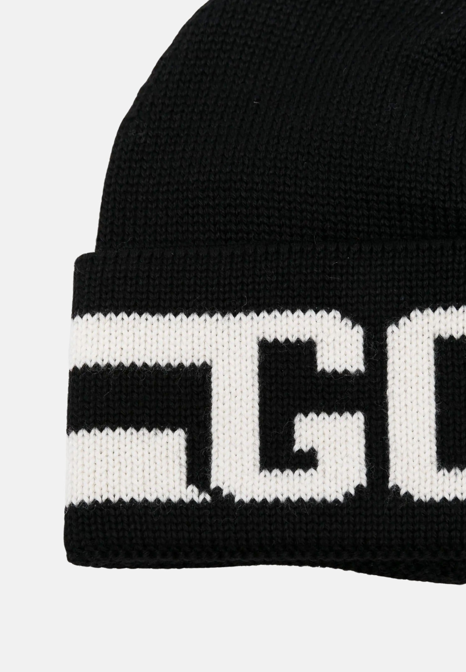 GCDS Berretto di lana nero per uomo e donna con logo B2CU5818AL9 99 GCDS