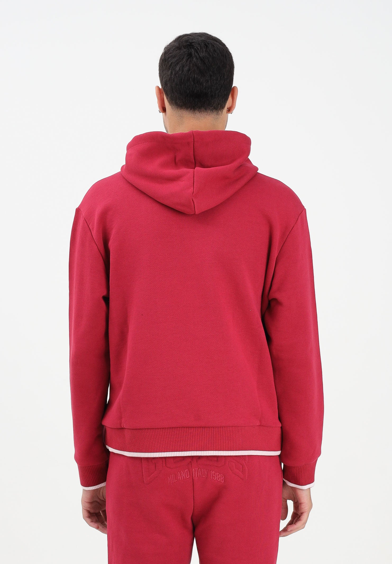 GCDS Felpa con cappuccio bordeaux per uomo e donna rifinita da logo impresso B2EW1905JD1 49 GCDS