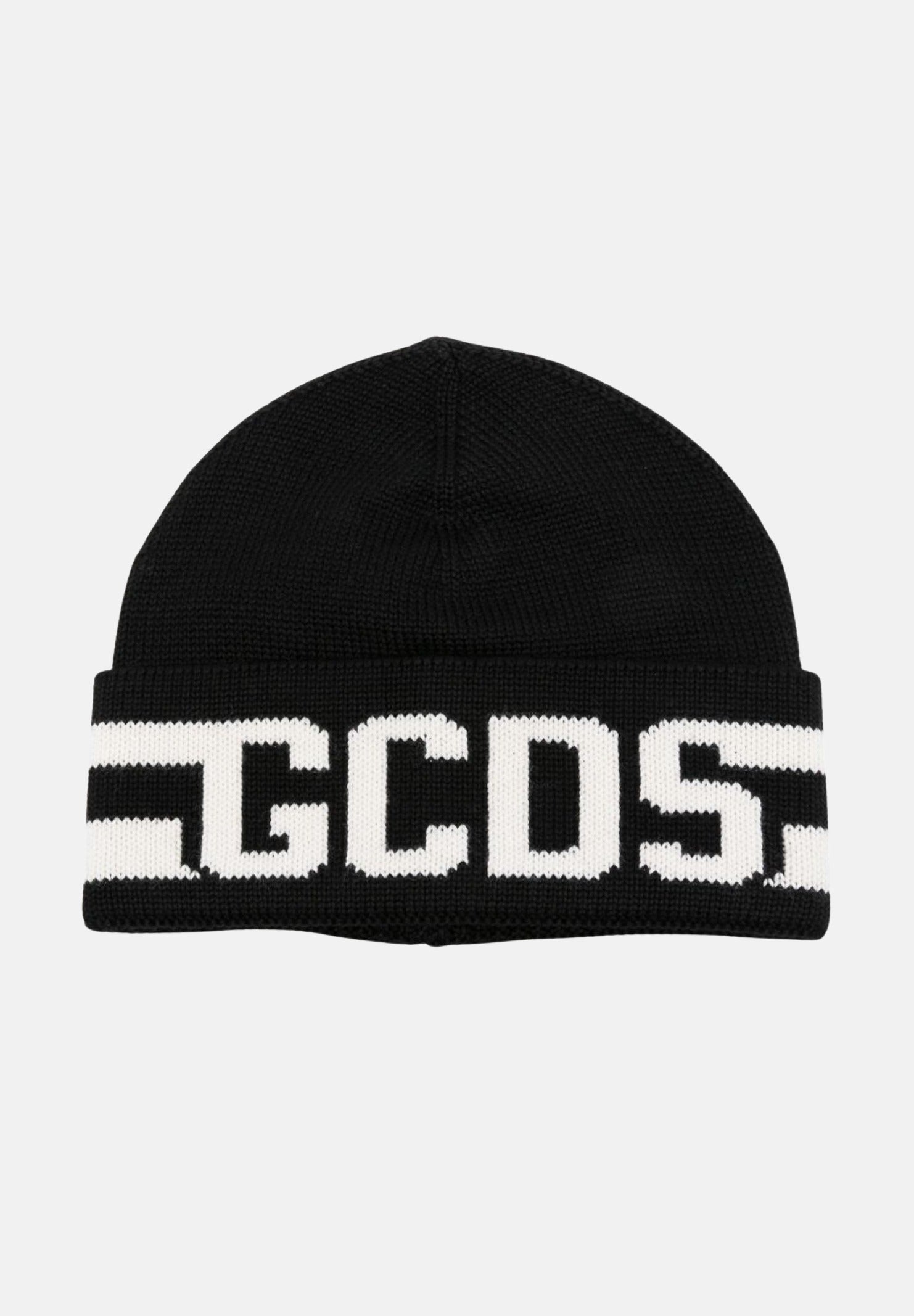 GCDS Berretto nero per uomo e donna con logo B2JU5818AL9 99 GCDS