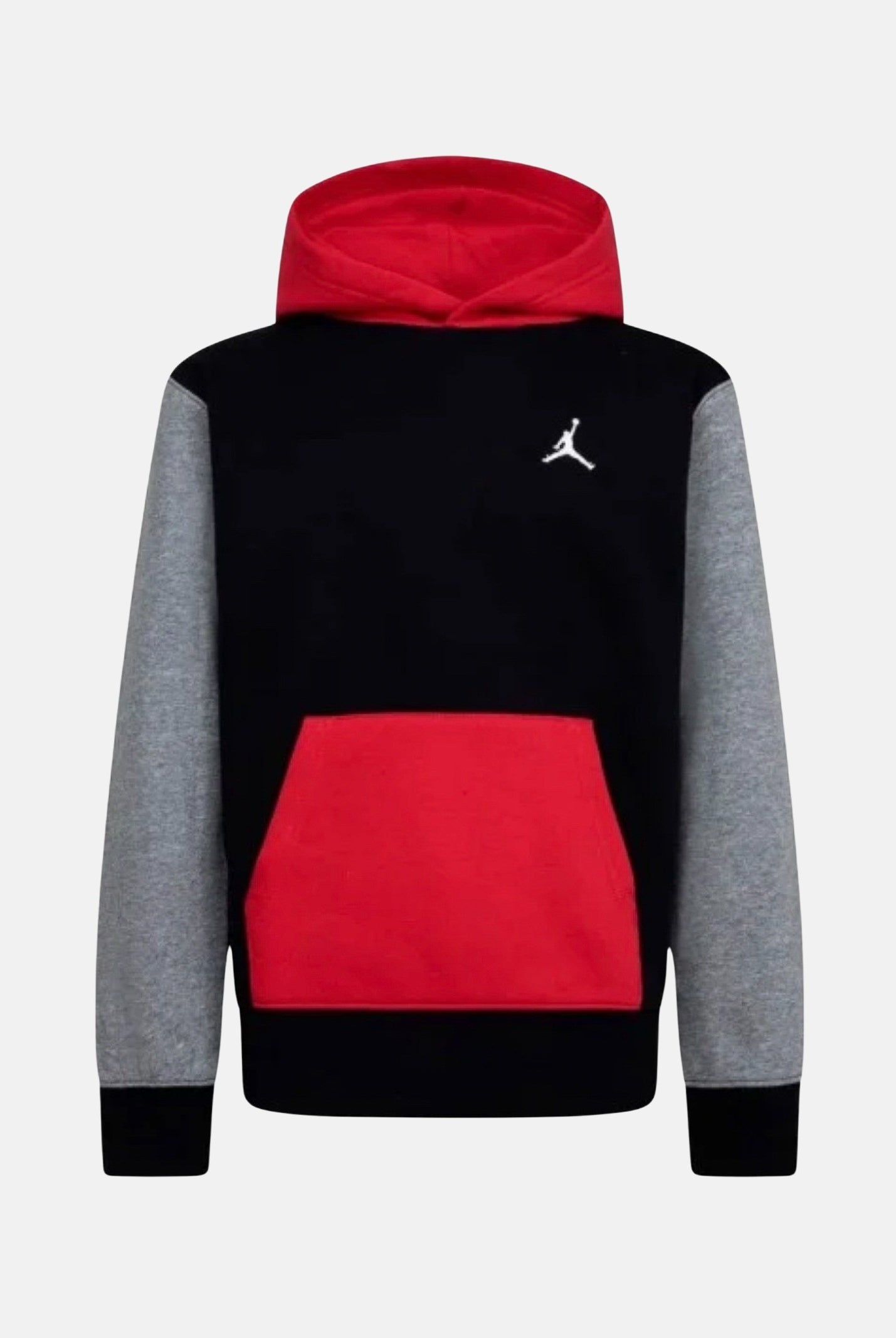 JORDAN Felpa con cappuccio Brooklyn nera, rossa e grigia per bambino e bambina 95D392 KR5 JORDAN