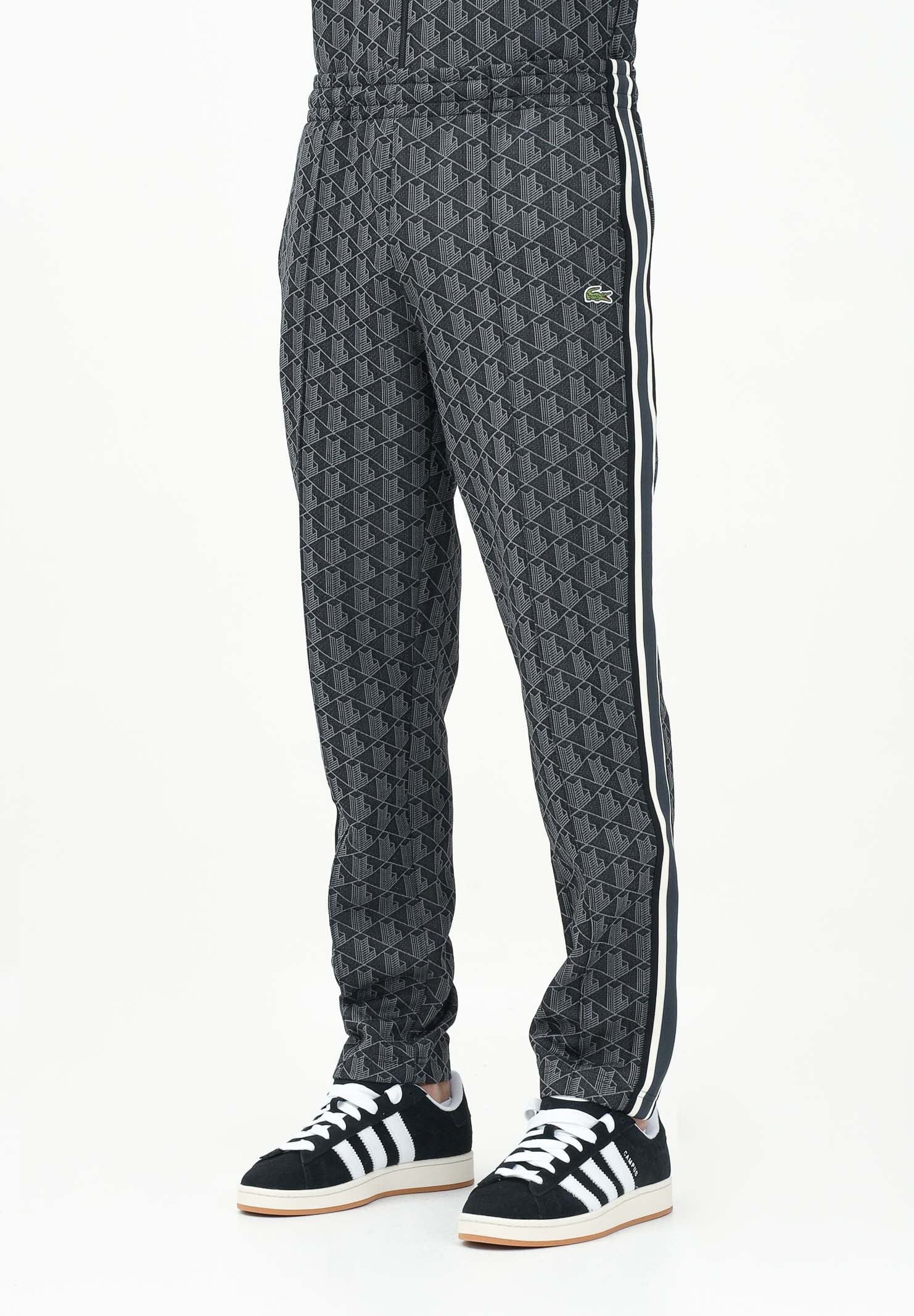 LACOSTE Pantalone sportivo nero da uomo con monogramma Paris XH1440 4PC LACOSTE
