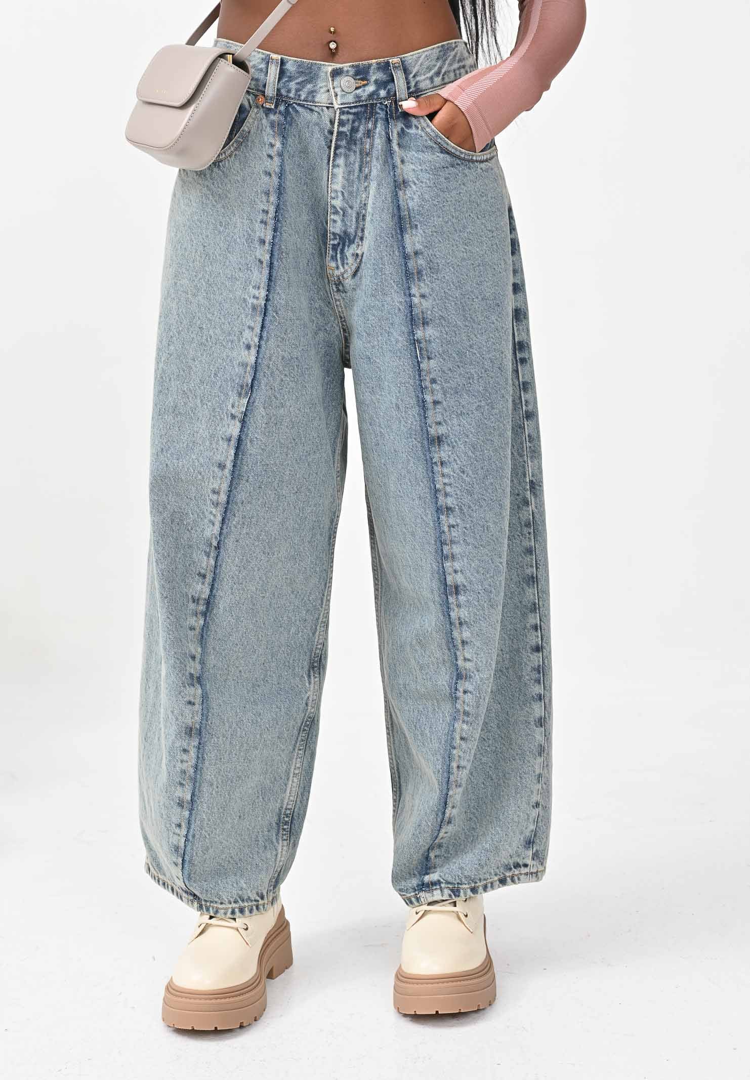 MAISON MARGIELA Jeans in denim chiaro per donna, ragazzi e bambini con cuciture ergonomiche effetto palloncino M60748MM06C M601 MAISON MARGIELA