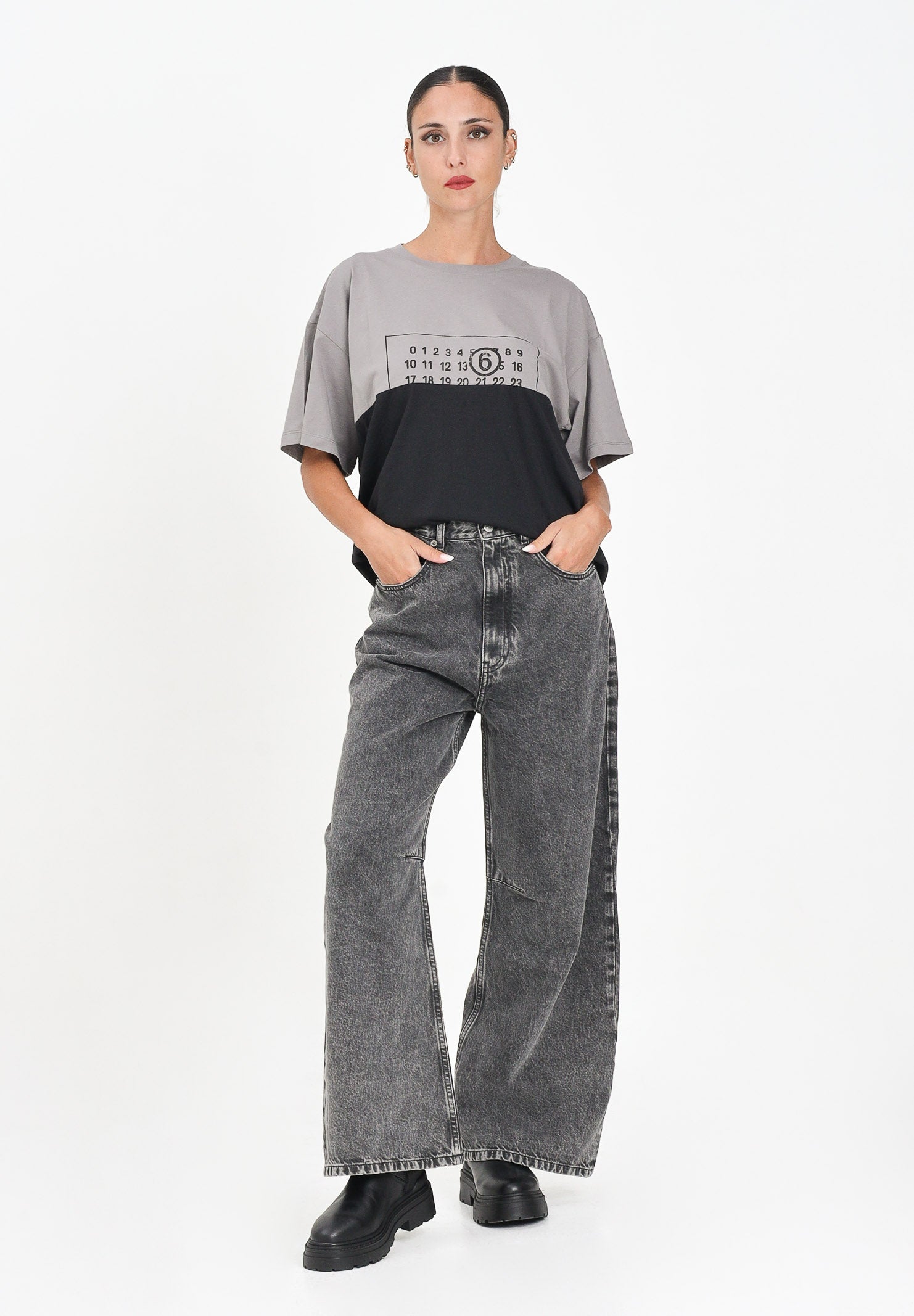 MAISON MARGIELA Jeans per donna, ragazzi e bambini in denim nero con leggere sfumature M60844MM06D M602 MAISON MARGIELA
