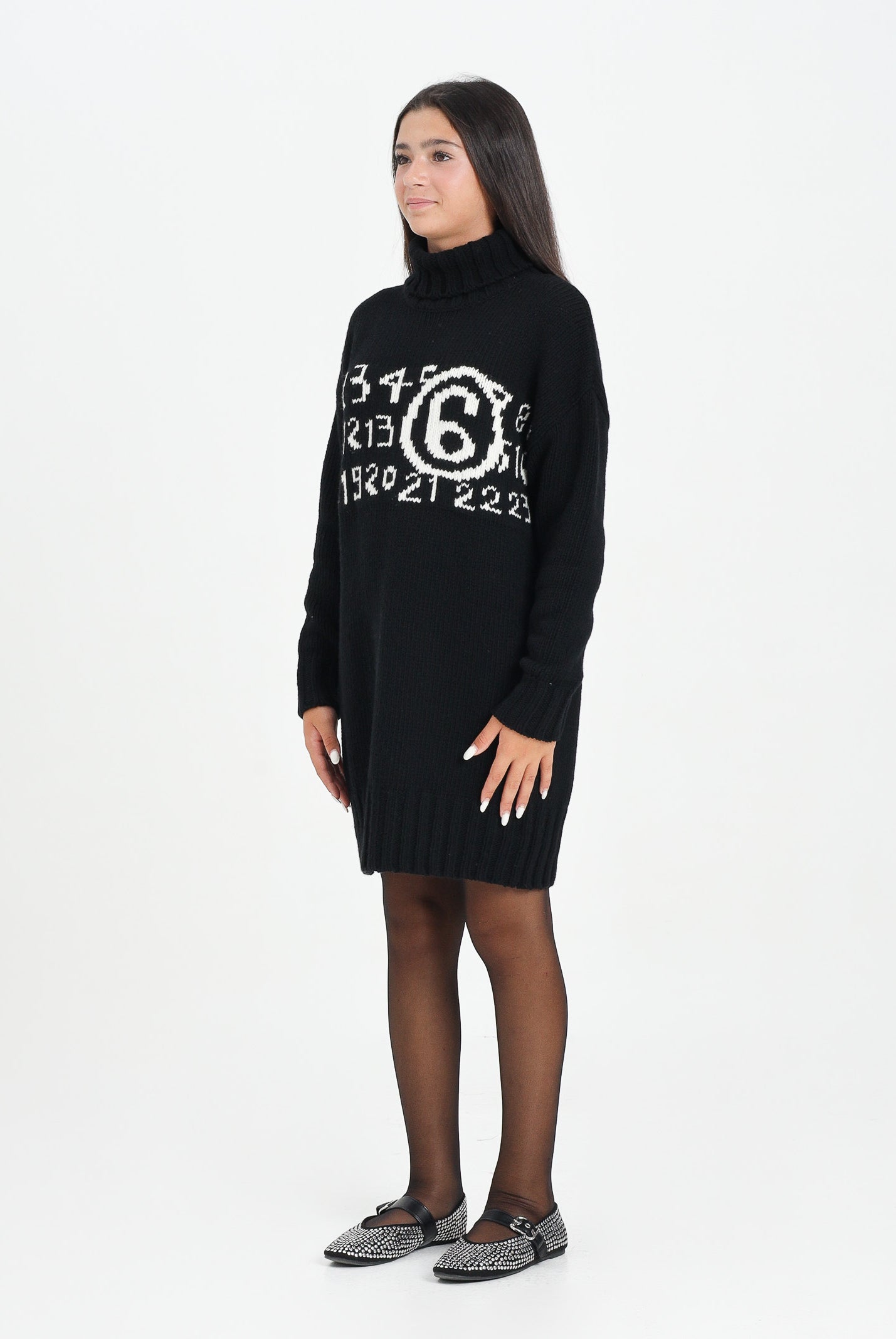 MAISON MARGIELA Abito corto nero per donna e ragazza con maxi logo M60848MM06M M6900 MAISON MARGIELA
