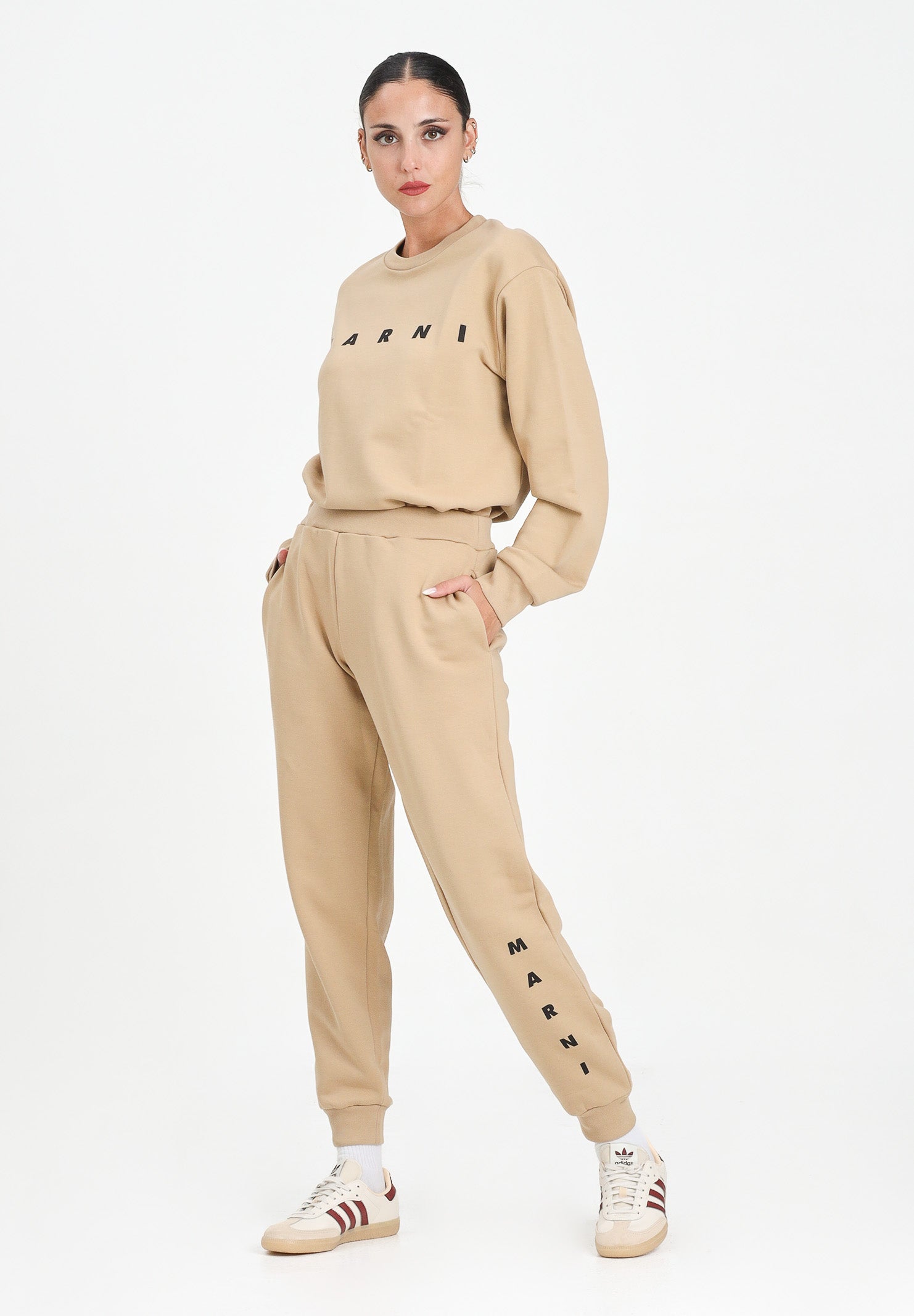 MARNI Pantalone sportivo beige per donna, ragazzi e bambini con logo istituzionale M01218M00V0 0M715 MARNI