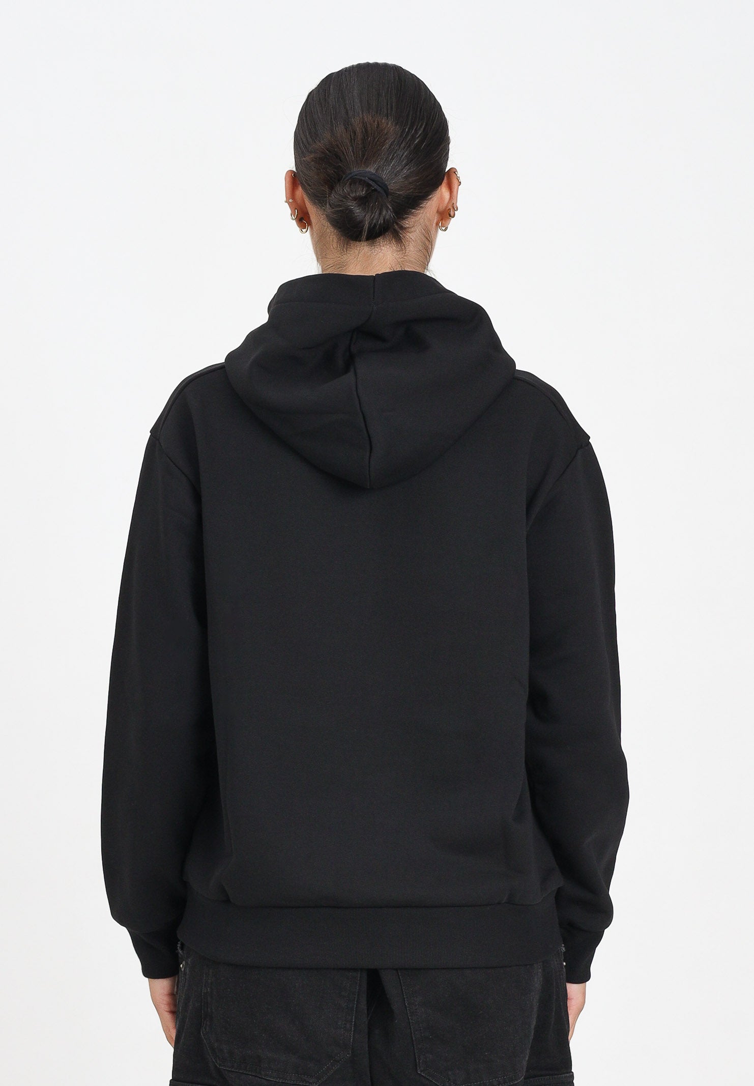 MARNI Felpa con cappuccio nera per donna, ragazzi e bambini rifinita da logo Patch Marni ricamato M01266M00V0 0M90D MARNI