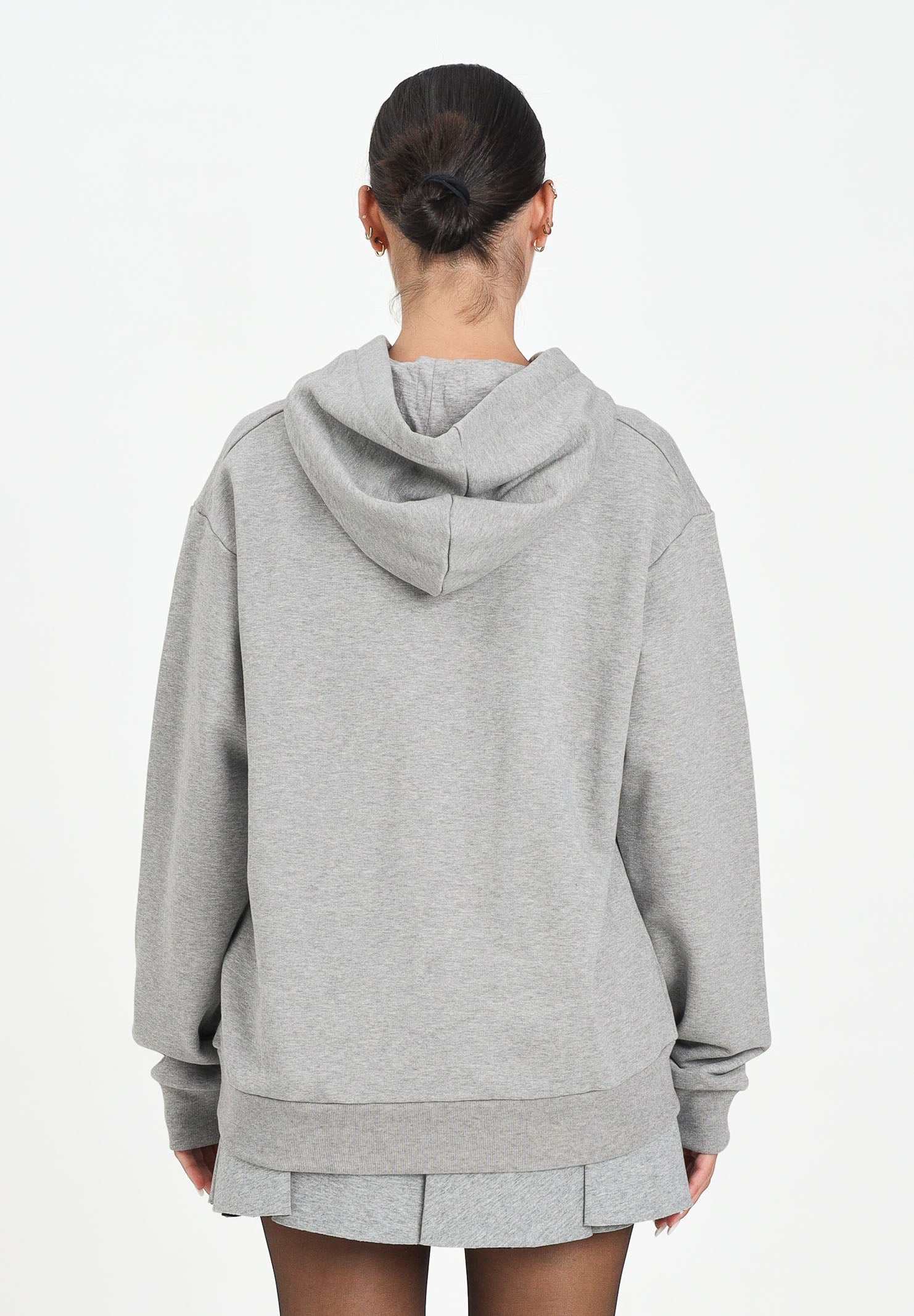 MARNI Felpa con cappuccio grigia per donna, ragazzi e bambini rifinita da logo Patch Marni ricamato M01266M00V0 0M923 MARNI