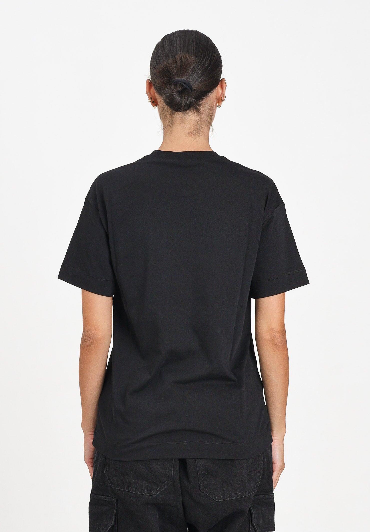 MARNI T-shirt a manica corta nera per donna, ragazzi e bambini con taschino e logo M01415M00RF 0M900 MARNI