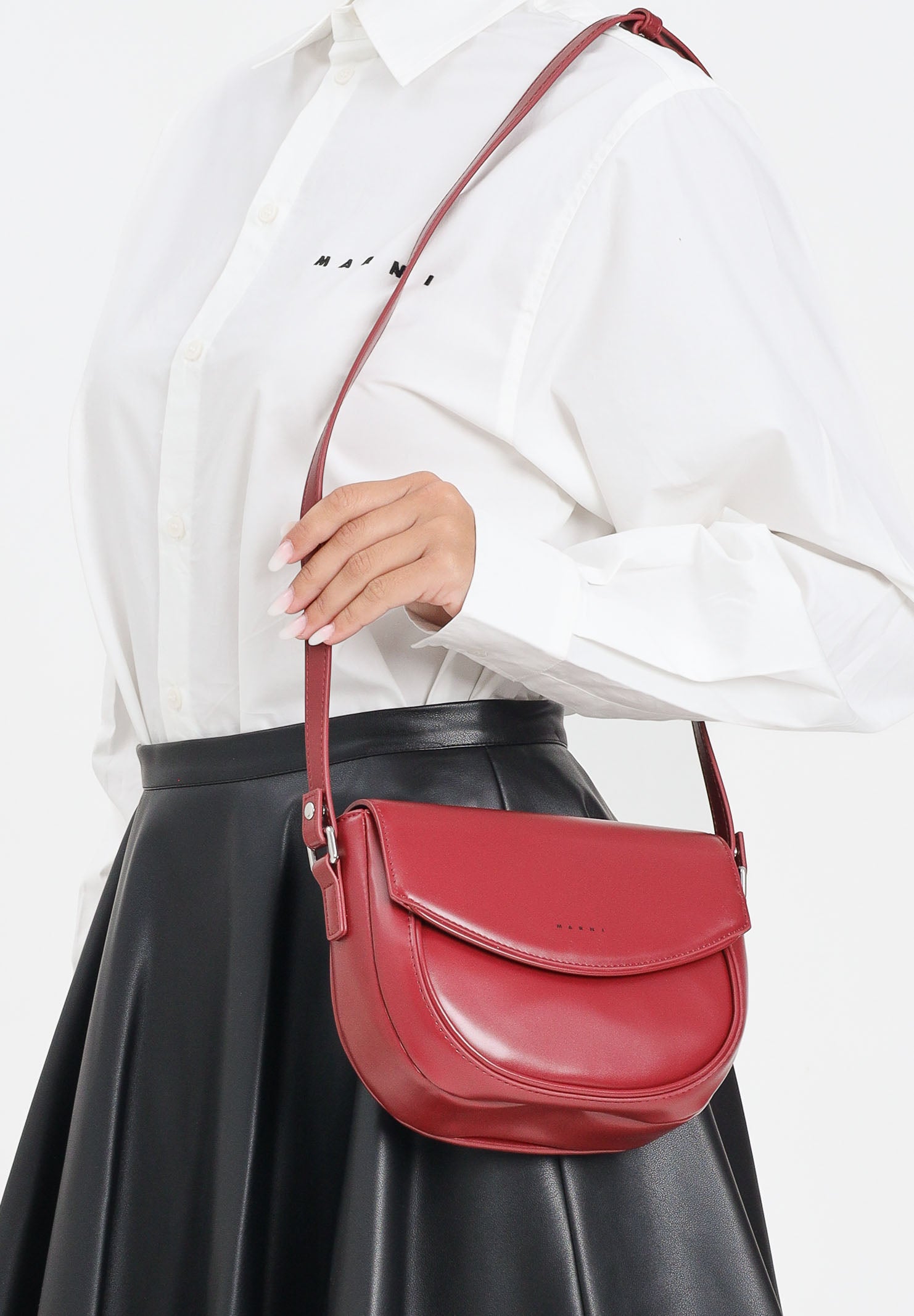 MARNI Borsa a tracolla Smile bordeaux da donna con logo istituzionale M01476M00TK 0M434 MARNI