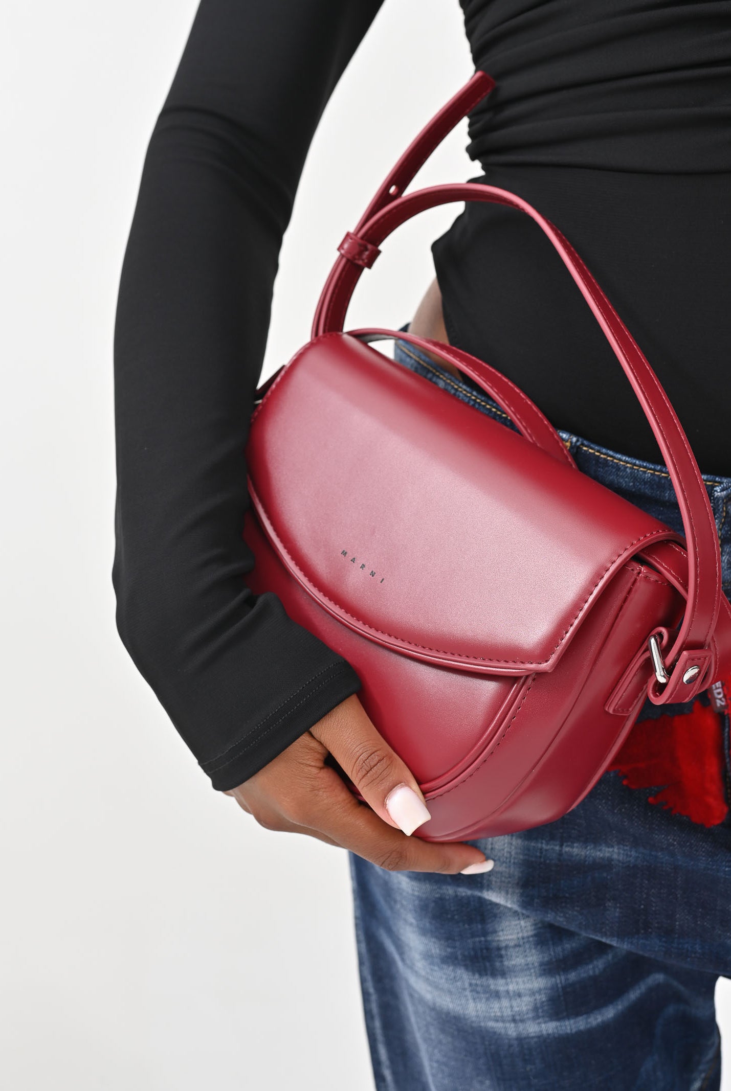 MARNI Borsa a tracolla Smile bordeaux da donna con logo istituzionale M01476M00TK 0M434 MARNI