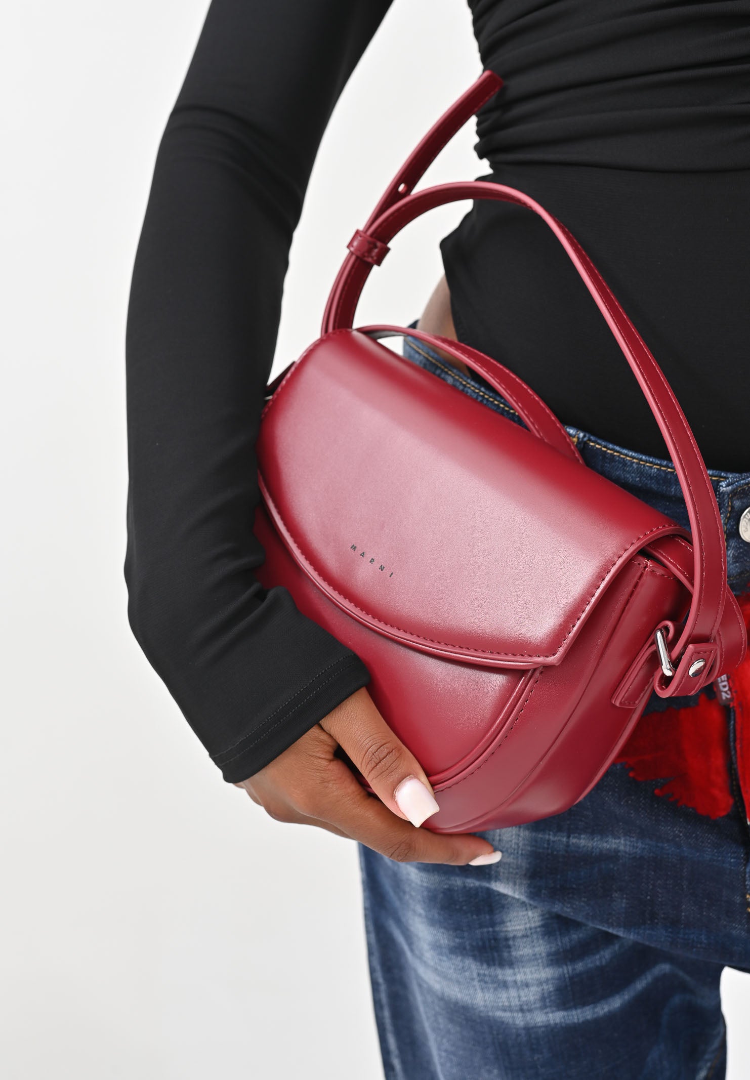 MARNI Borsa a tracolla Smile bordeaux da donna con logo istituzionale M01476M00TK 0M434 MARNI