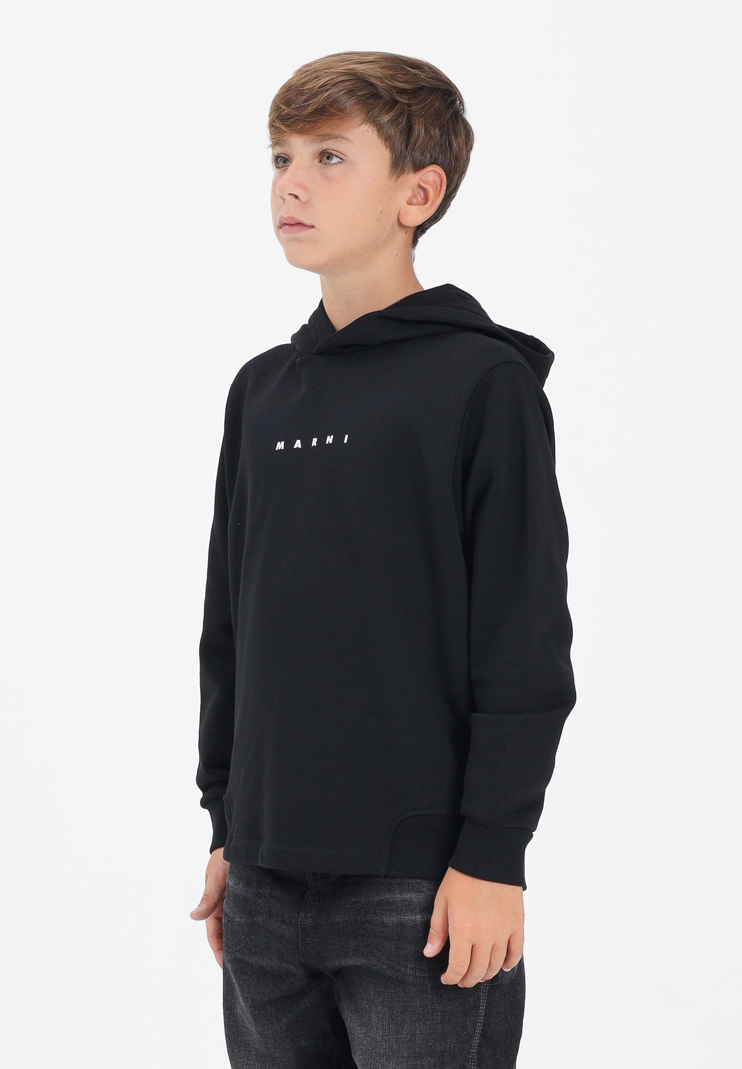 MARNI Felpa con cappuccio nera per donna, ragazzi e bambini con logo M01576M00V0 0M900 MARNI