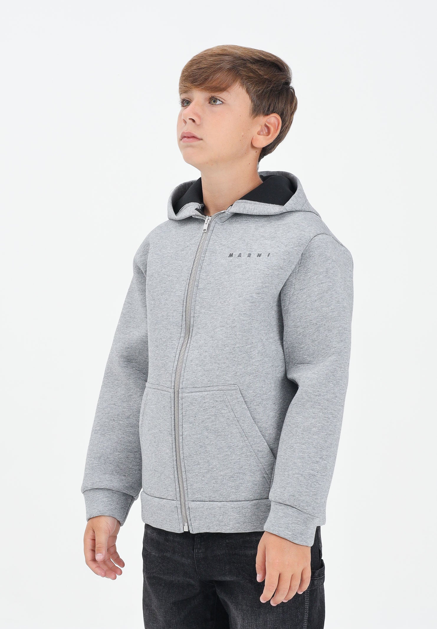 MARNI Felpa con zip in neoprene grigio per donna, ragazzi e bambini M01625M00VC 0M923 MARNI