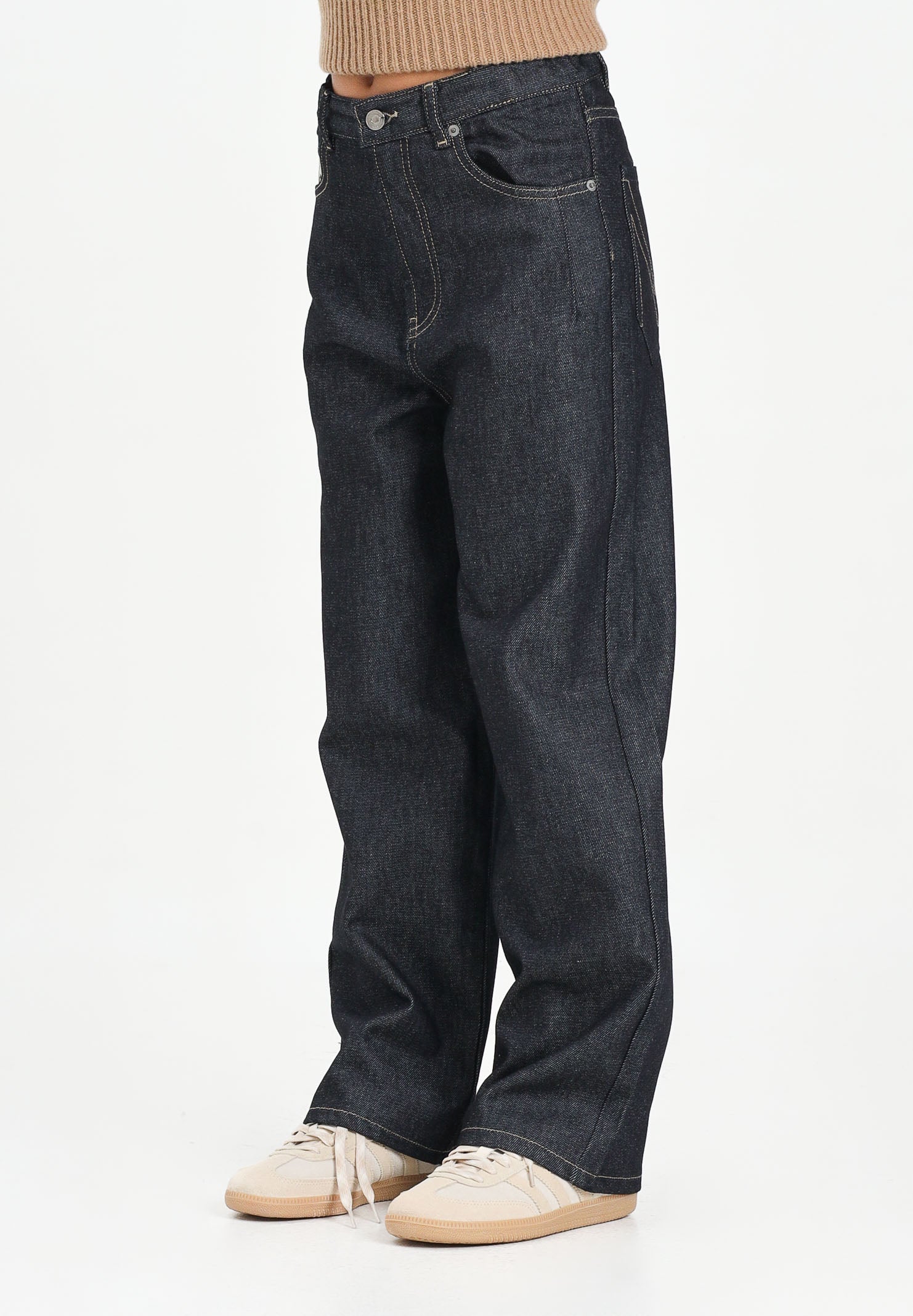 N21 Jeans in denim scuro per donna, ragazzi e bambini con impunture a contrasto N2108MN0438 0N01 N21