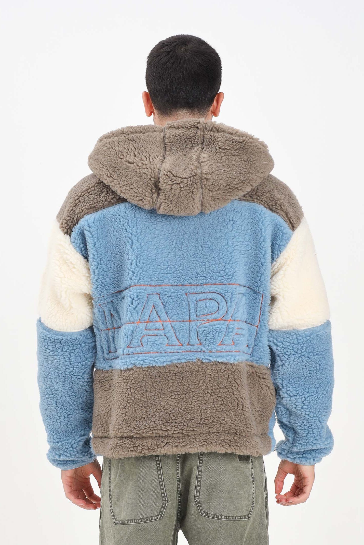 NAPAPIJRI Giubbotto da uomo in morbido pile teddy effetto shearling, con un design color block NP0A88YIMQS1 . NAPAPIJRI