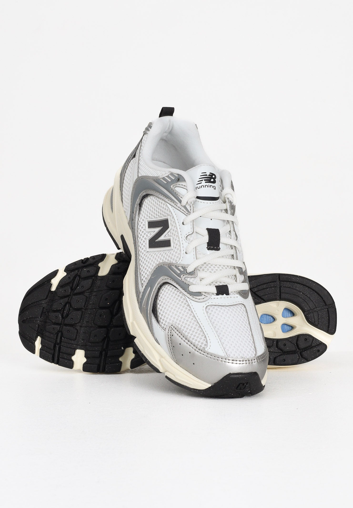 NEW BALANCE Sneakers 530 argento, bianche e nere da uomo U530ESA . NEW BALANCE