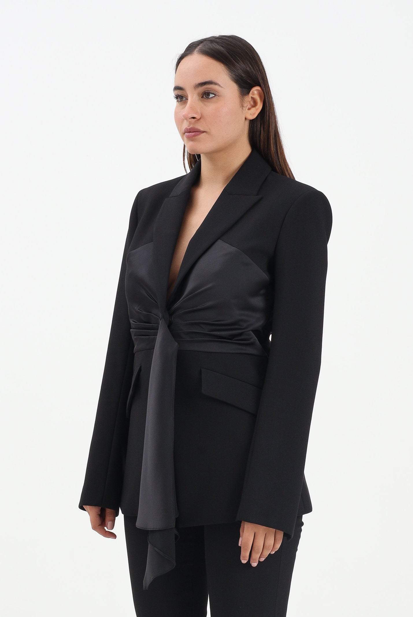 PATRIZIA PEPE Giacca nera da donna con drappeggio 2S1541A663 K103 PATRIZIA PEPE
