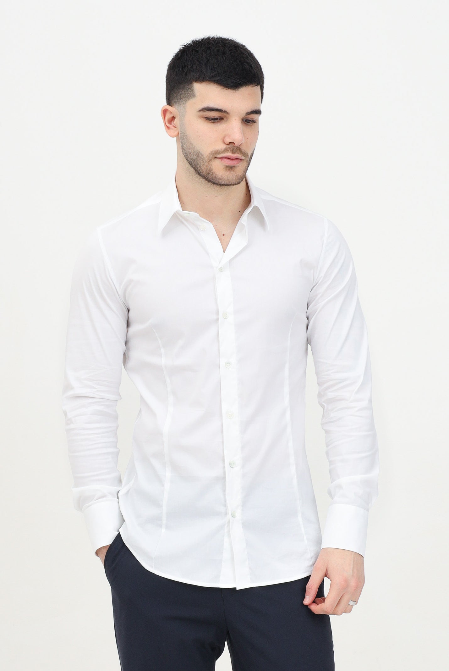 Camicia a manica lunga bianca da uomo 5C0017/A01 W103 PATRIZIA PEPE