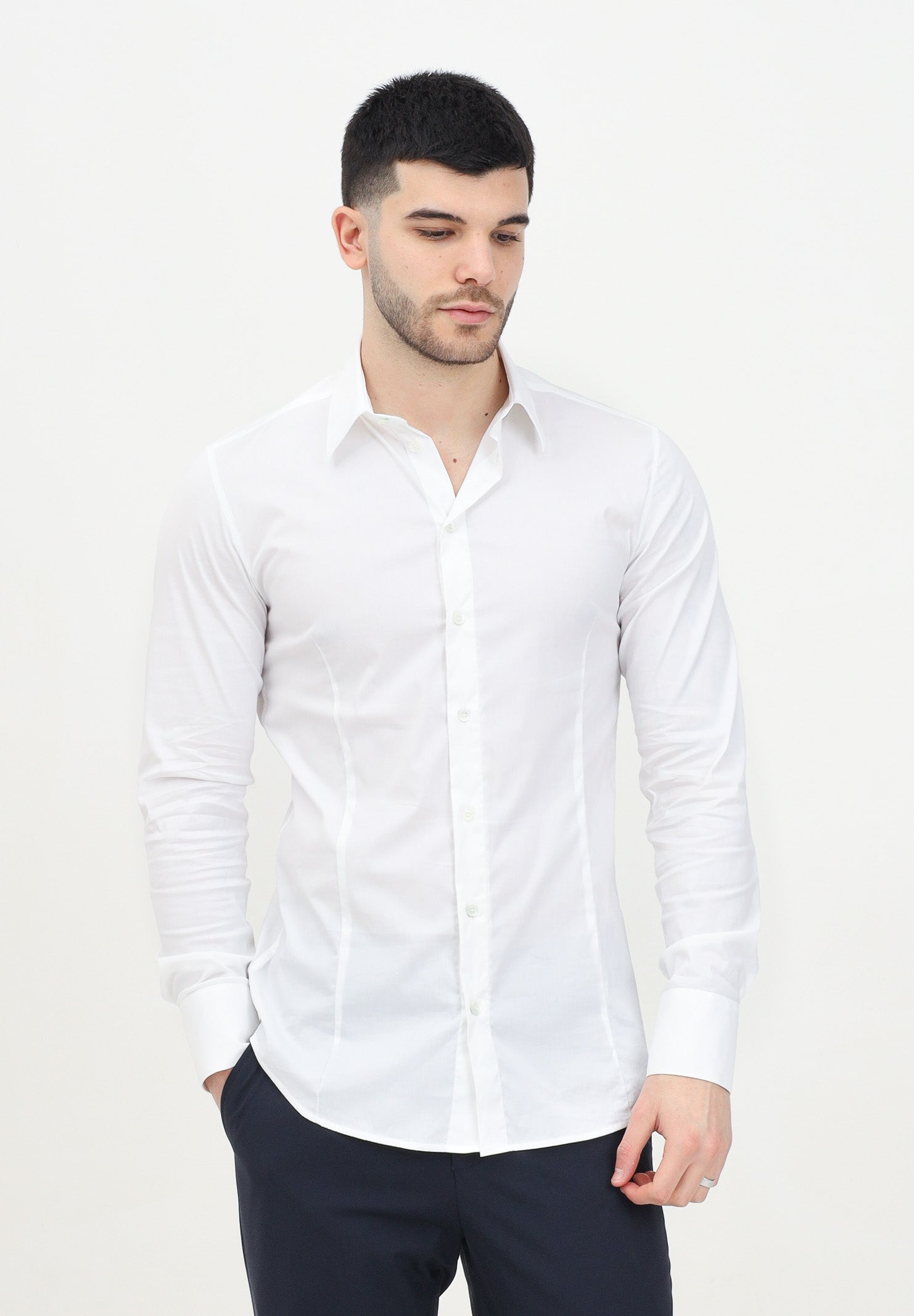 Camicia a manica lunga bianca da uomo 5C0017/A01 W103 PATRIZIA PEPE