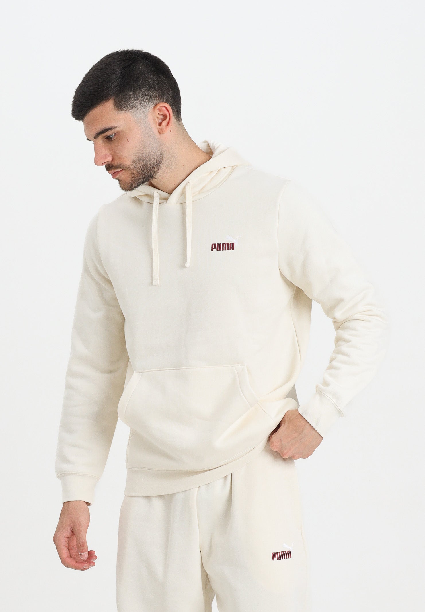 PUMA Felpa con cappuccio Essentials panna da uomo 684718 99 PUMA
