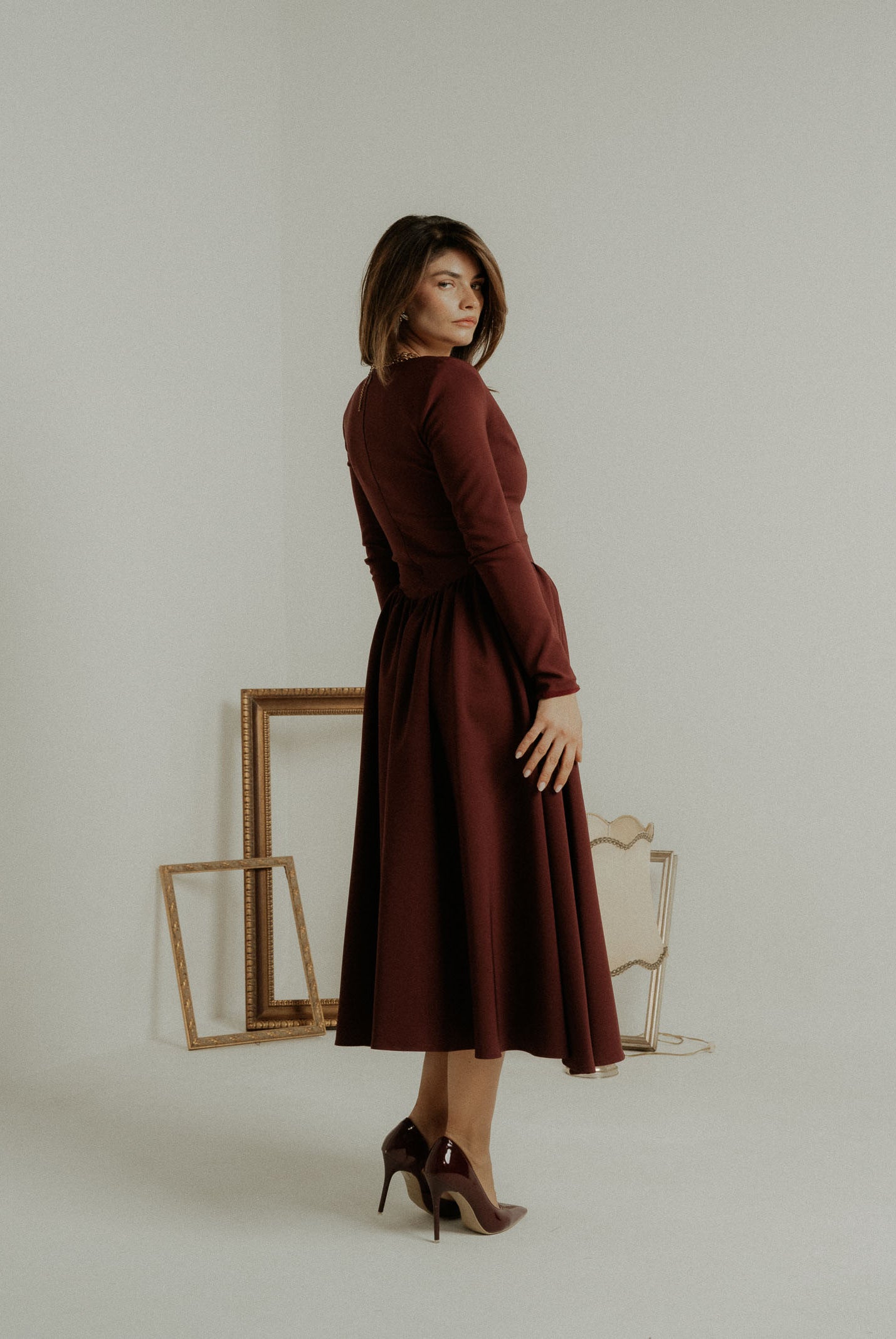 SANTAS Abito midi DOUCEUR bordeaux da donna PV2603 VI SANTAS