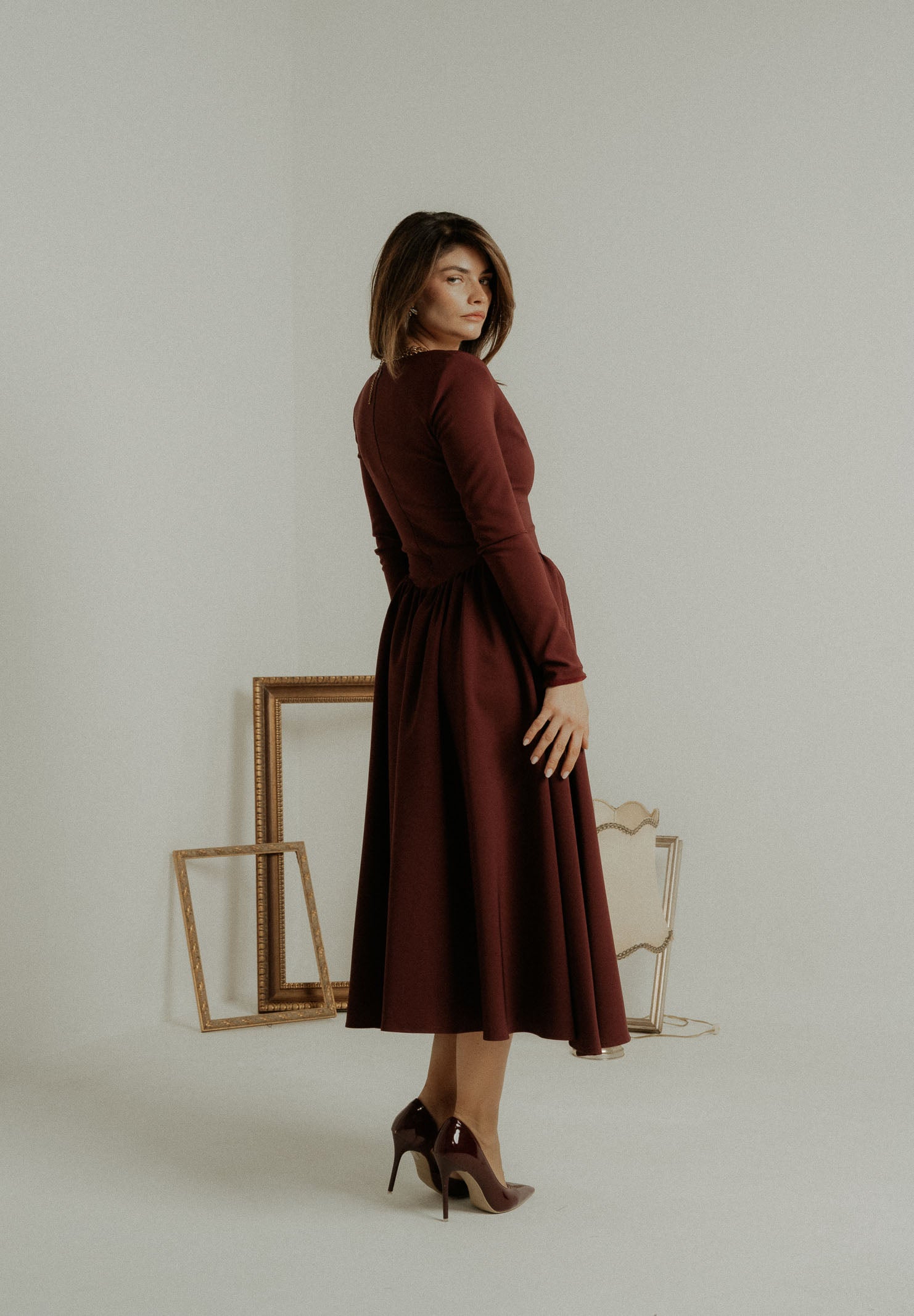 SANTAS Abito midi DOUCEUR bordeaux da donna PV2603 VI SANTAS