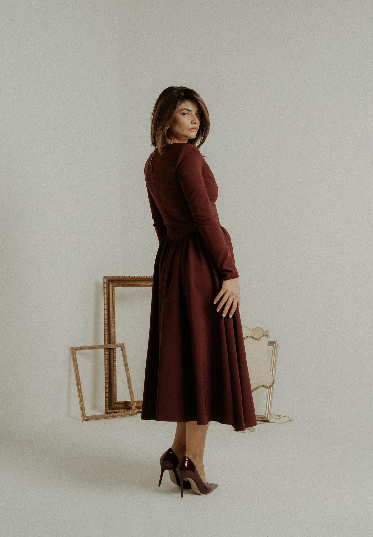SANTAS Abito midi DOUCEUR bordeaux da donna PV2603 VI SANTAS