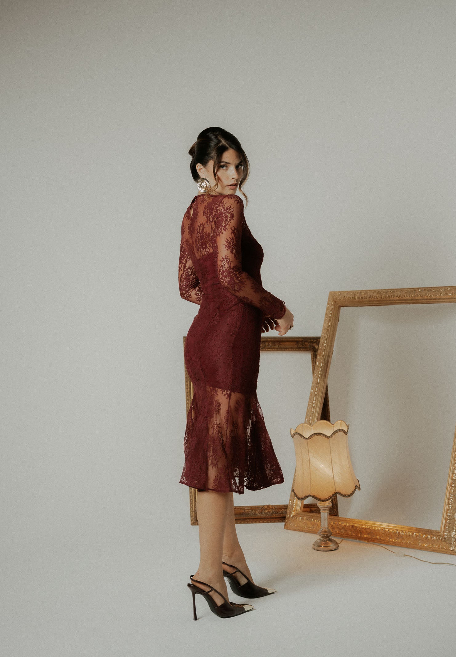 SANTAS Abito midi ÉTERNELLE bordeaux da donna PV2608 BO SANTAS