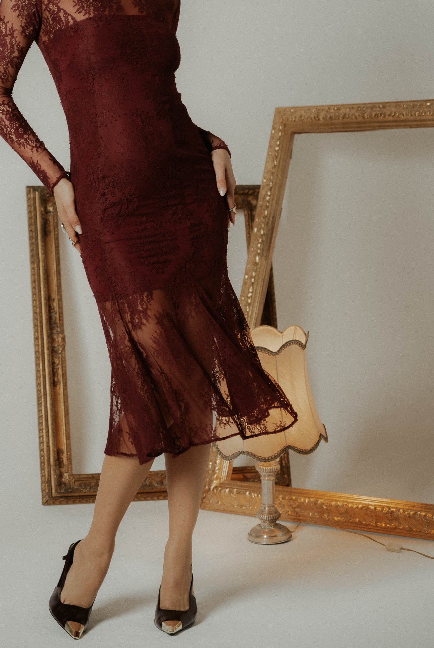 SANTAS Abito midi ÉTERNELLE bordeaux da donna PV2608 BO SANTAS