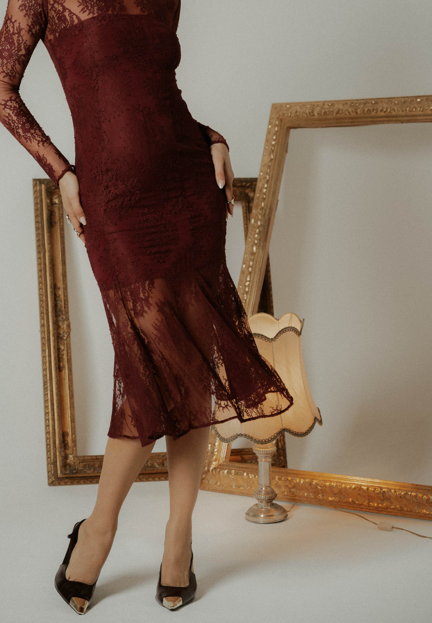 SANTAS Abito midi ÉTERNELLE bordeaux da donna PV2608 BO SANTAS