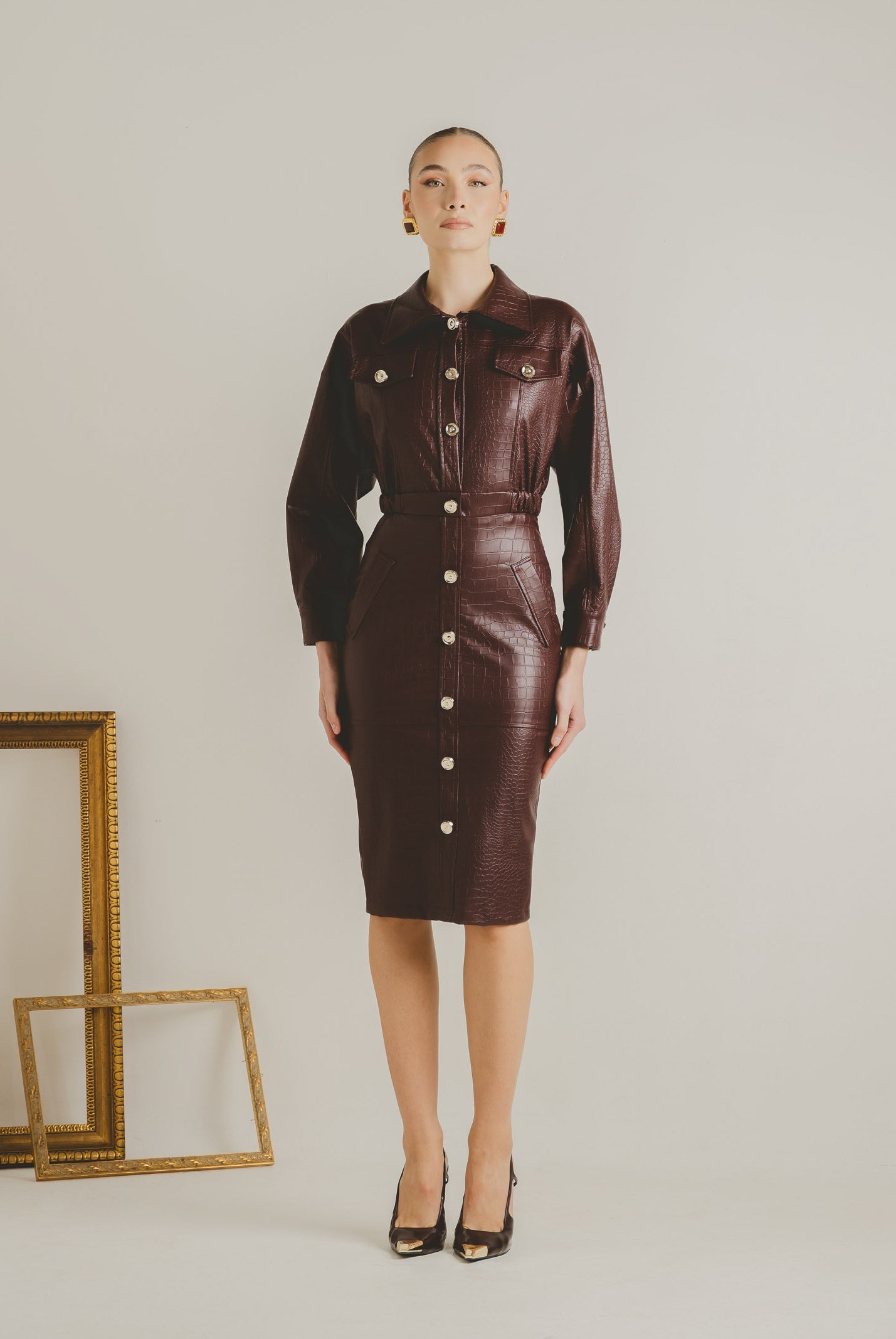 SANTAS Abito midi MYSTÈRE bordeaux da donna PV2618 BO SANTAS