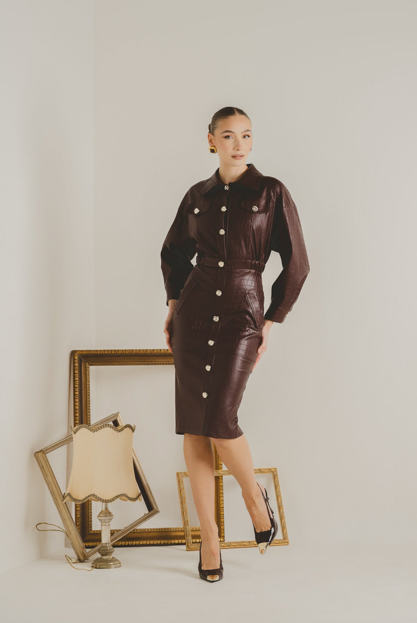 SANTAS Abito midi MYSTÈRE bordeaux da donna PV2618 BO SANTAS