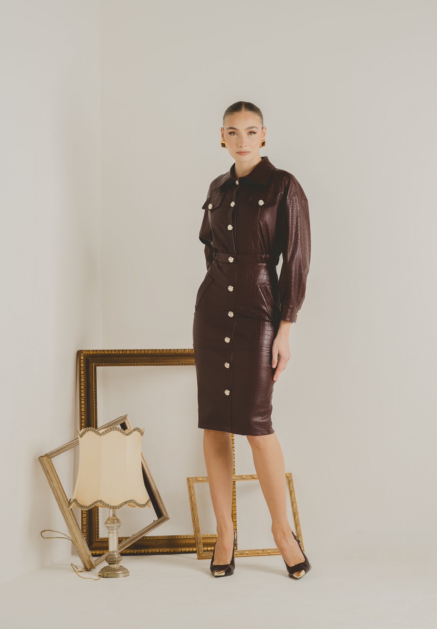 SANTAS Abito midi MYSTÈRE bordeaux da donna PV2618 BO SANTAS