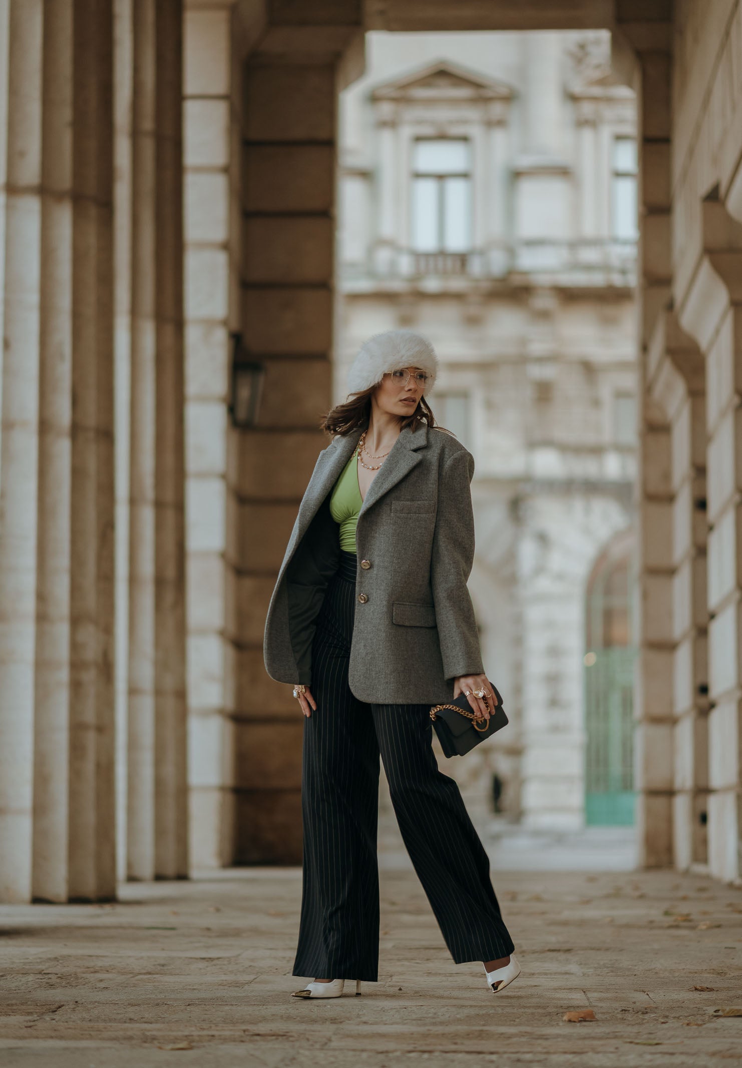 SANTAS Cappotto corto LUMIÈRE grigio da donna PV2620 GR SANTAS