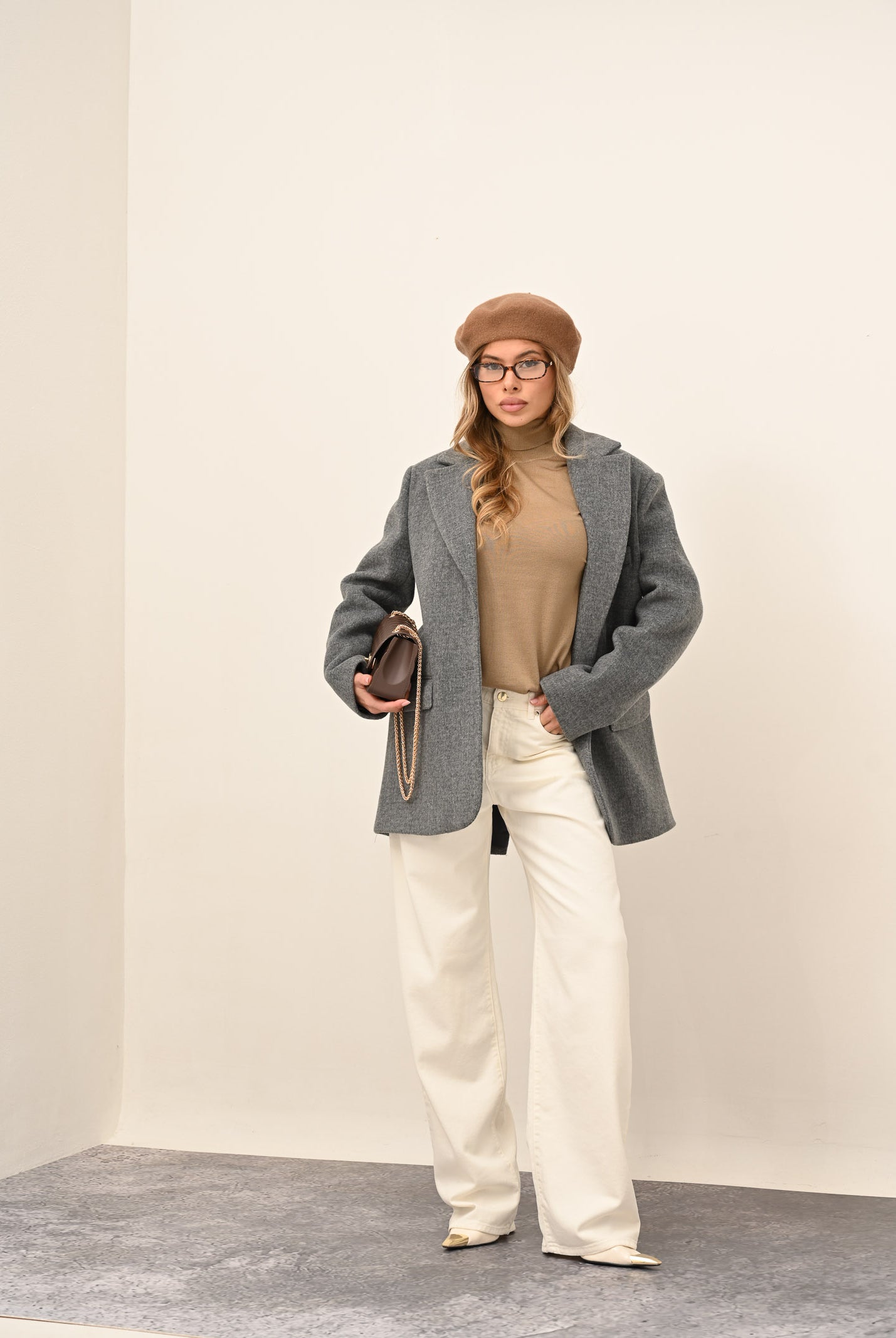 SANTAS Cappotto corto LUMIÈRE grigio da donna PV2620 GR SANTAS