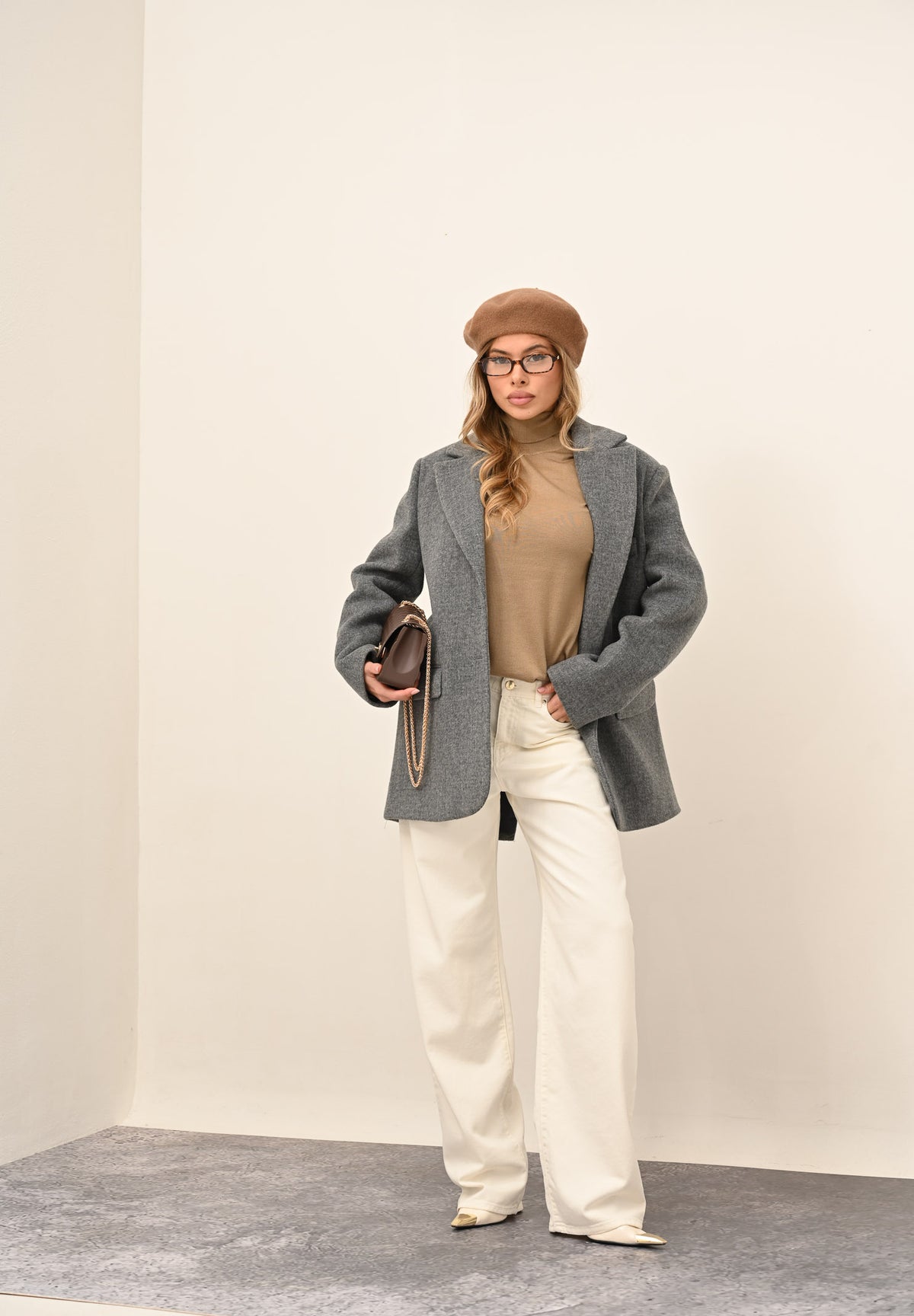SANTAS Cappotto corto LUMIÈRE grigio da donna PV2620 GR SANTAS