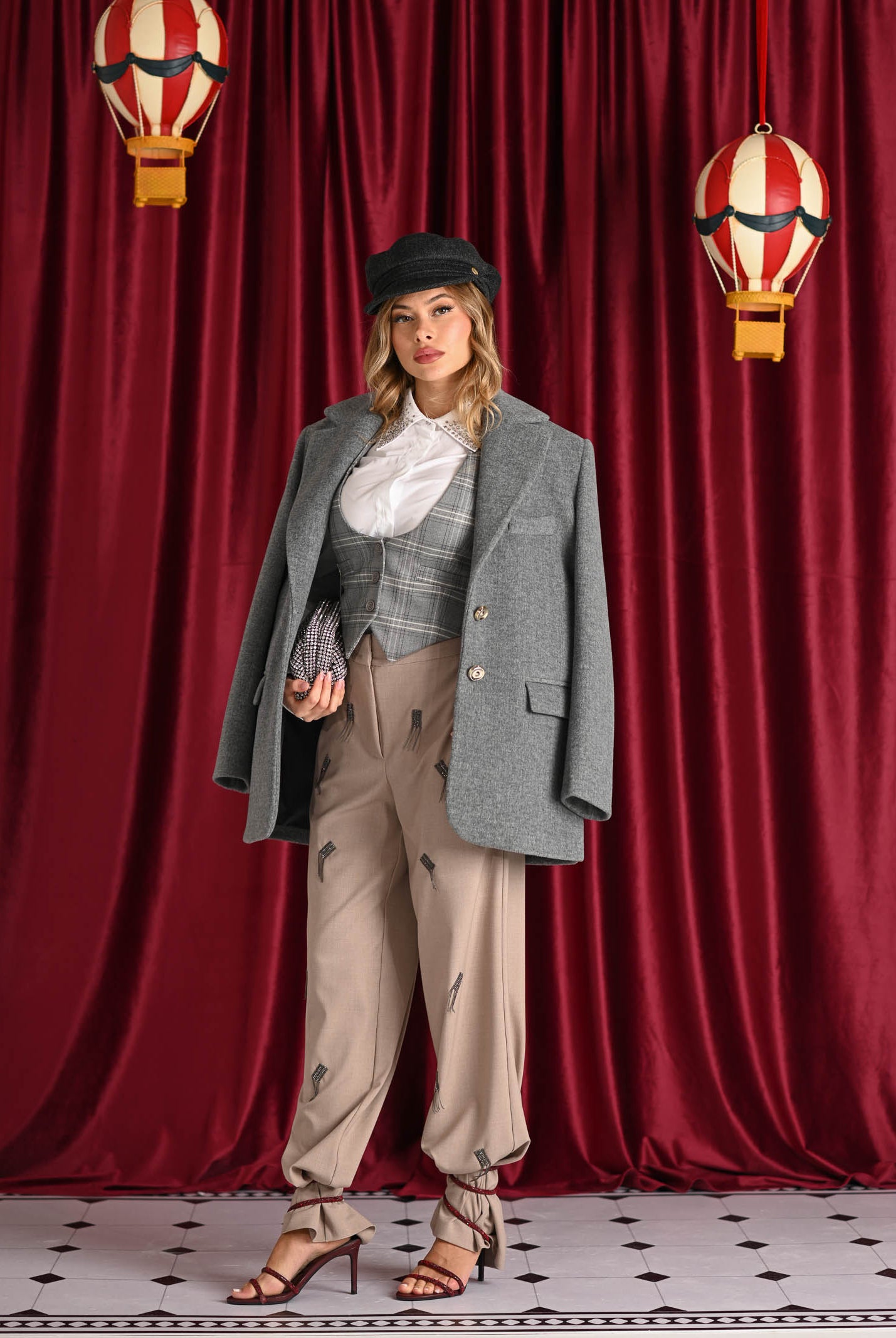 SANTAS Cappotto corto LUMIÈRE grigio da donna PV2620 GR SANTAS
