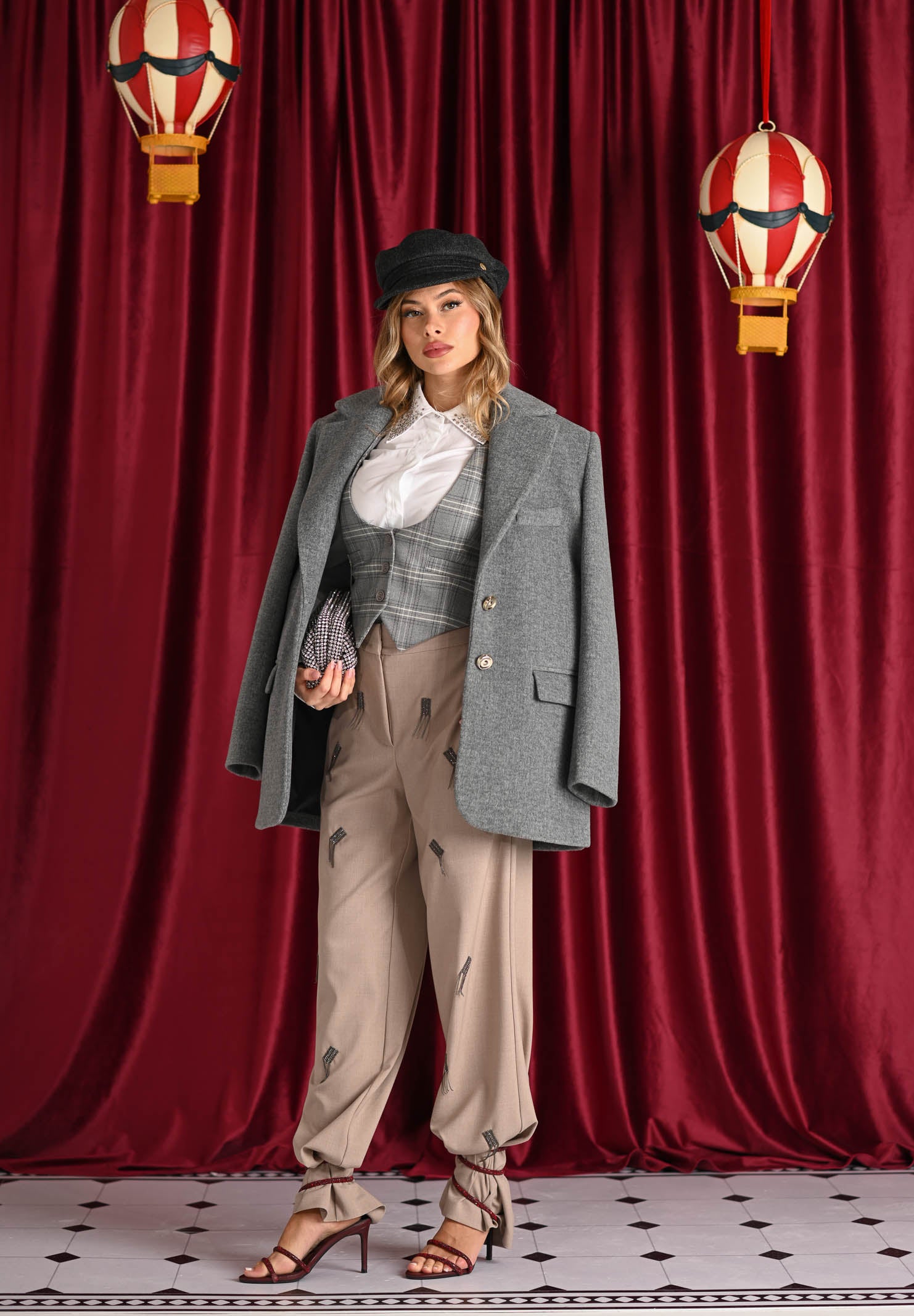SANTAS Cappotto corto LUMIÈRE grigio da donna PV2620 GR SANTAS