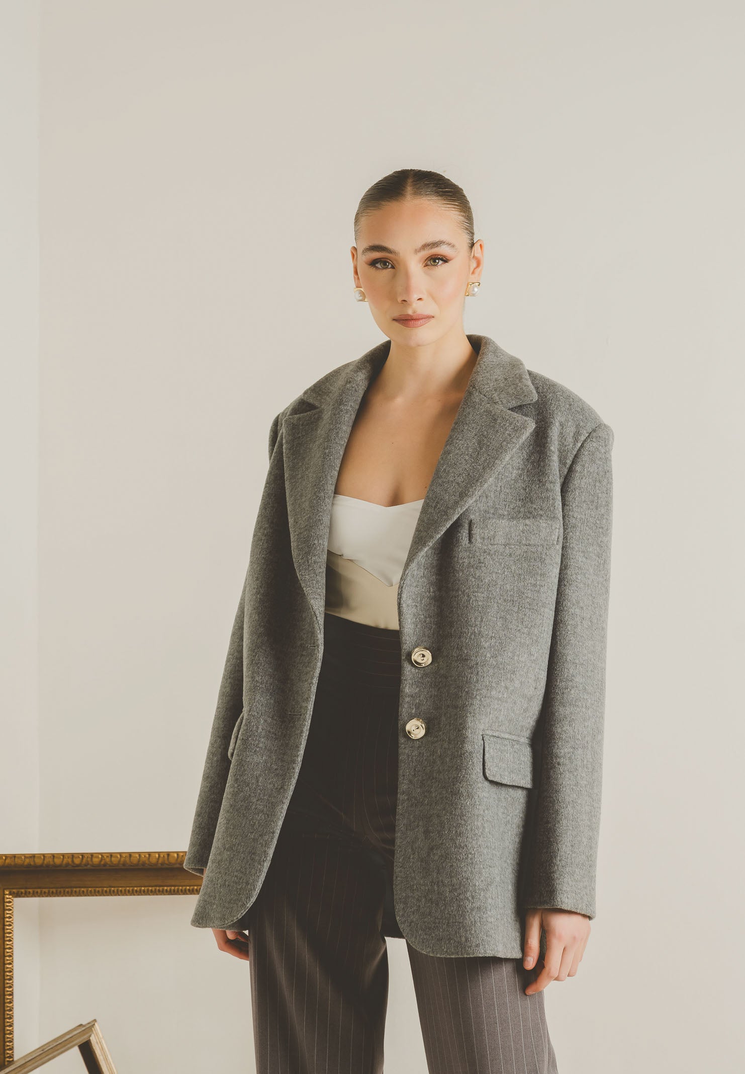 SANTAS Cappotto corto LUMIÈRE grigio da donna PV2620 GR SANTAS